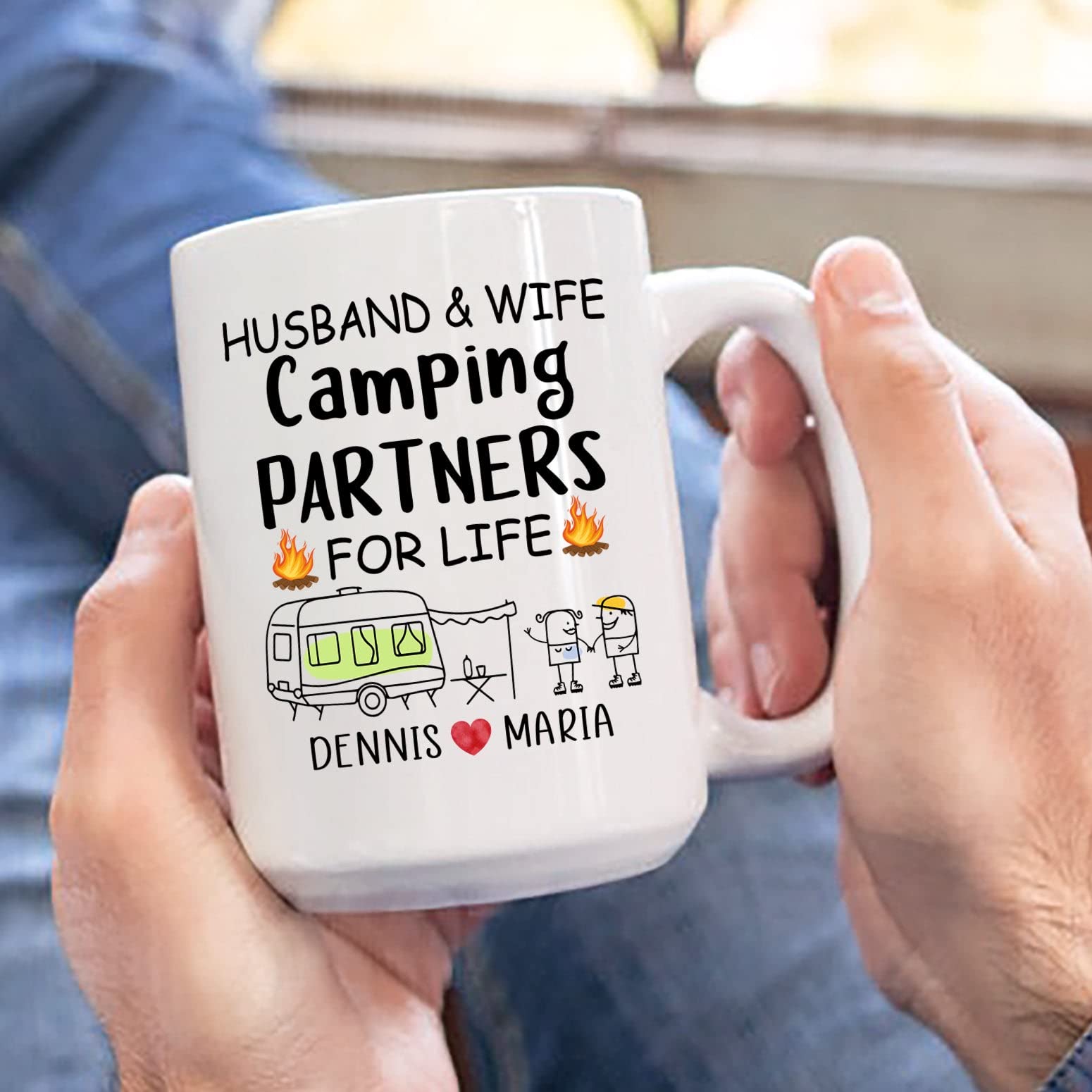 Husband And Wife Camping Partners For Life Coffee Mug, Personalized Camping Mug, Mug For Husband, Mug For Wife, Mug For Camper,