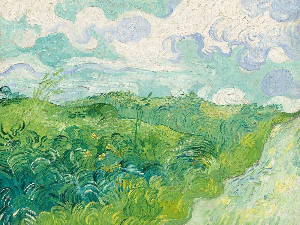 Posterazzi Collection Green Wheat Fields Auvers Poster Print By Van Gogh Vincent (14 X 11)