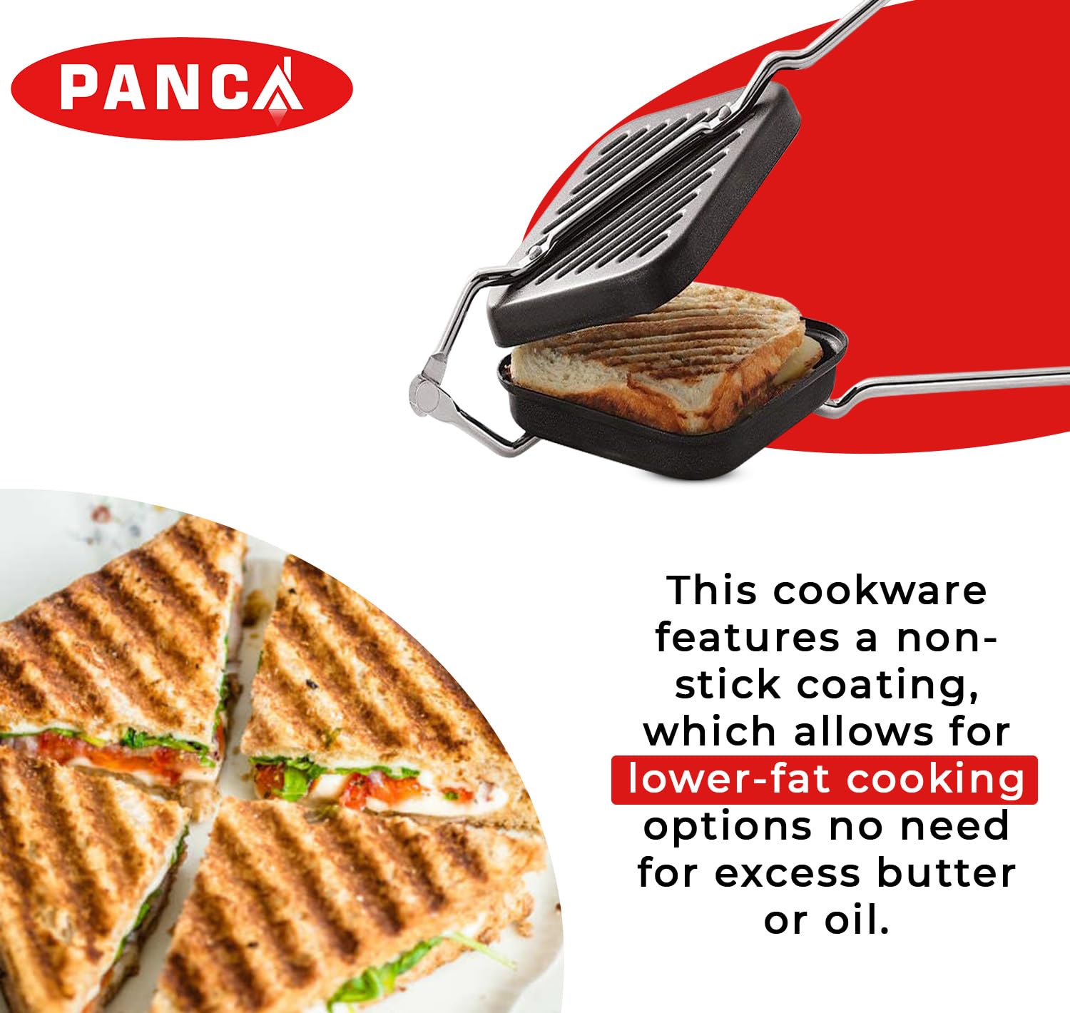 Panca Non-Stick Gas Toaster Sandwich Maker | Regular Grill Sandwich Maker - Black