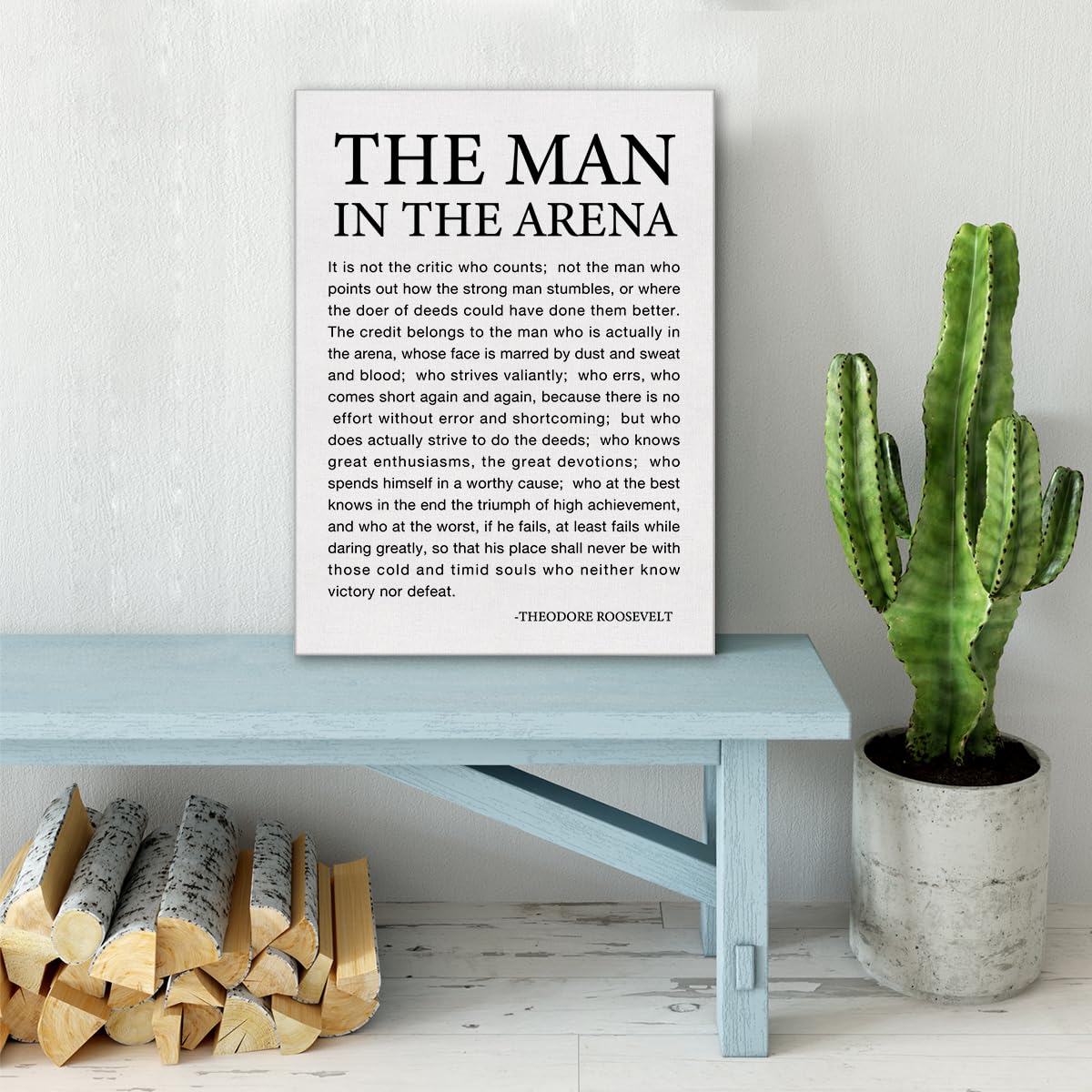 Zauly Inspirational Canvas Wall Art Motivational Quote Canvas Print Positive Theodore Roosevelt Speech Office Home Wall Decor Fr