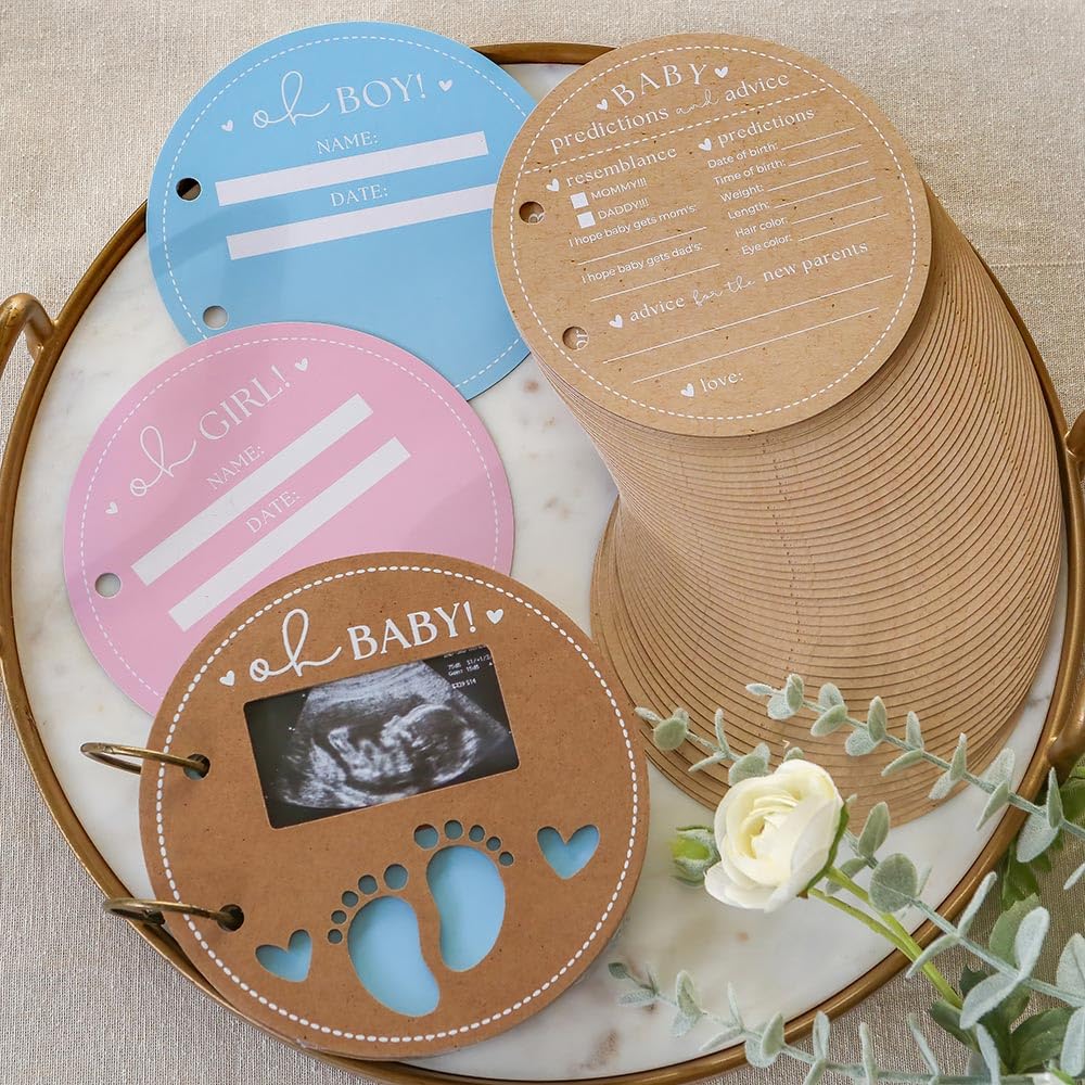 Kate Aspen Advice Book Circle Shape Baby Shower Game/Activity, One Size, Kraft Teddy Bear Prediction Card Keepsake
