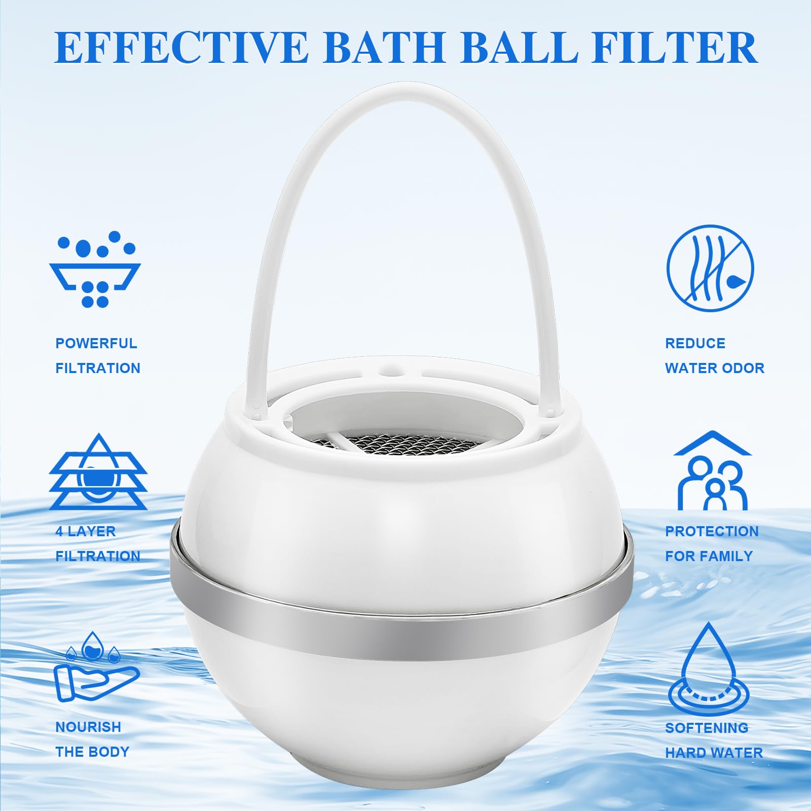 Bath Ball Filter-Bathtub Water Filter Remove Chlorine Improve Water Quality To Softer, Smoother Skin, Shower,Bpa Free-2,500 Gall
