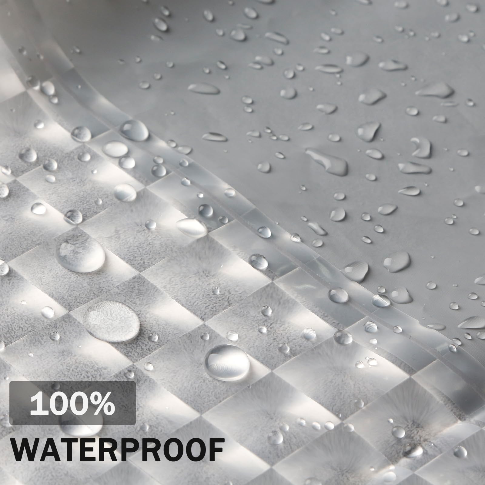 Color Block Shower Curtain, 72 X 72 Inch - Grey Shower Curtain, Plastic Waterproof Shower Curtain For Bathroom, With 12 Plastic