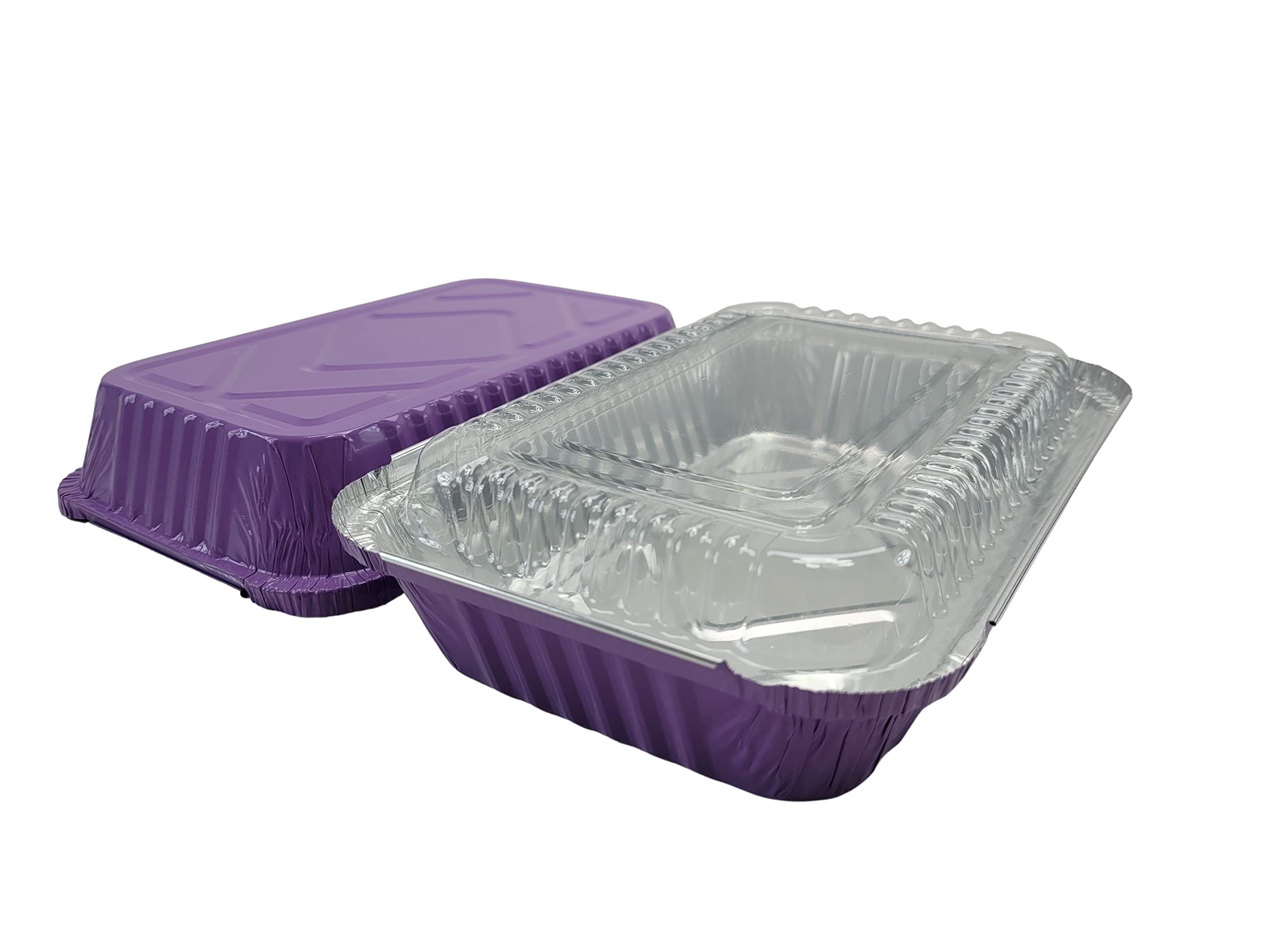 Kitchendance Colored Shallow Take Out Pans With Plastic Lid - 1.5 Pounds Food Storage Aluminum Foil Baking Pan - Aluminum Pans P