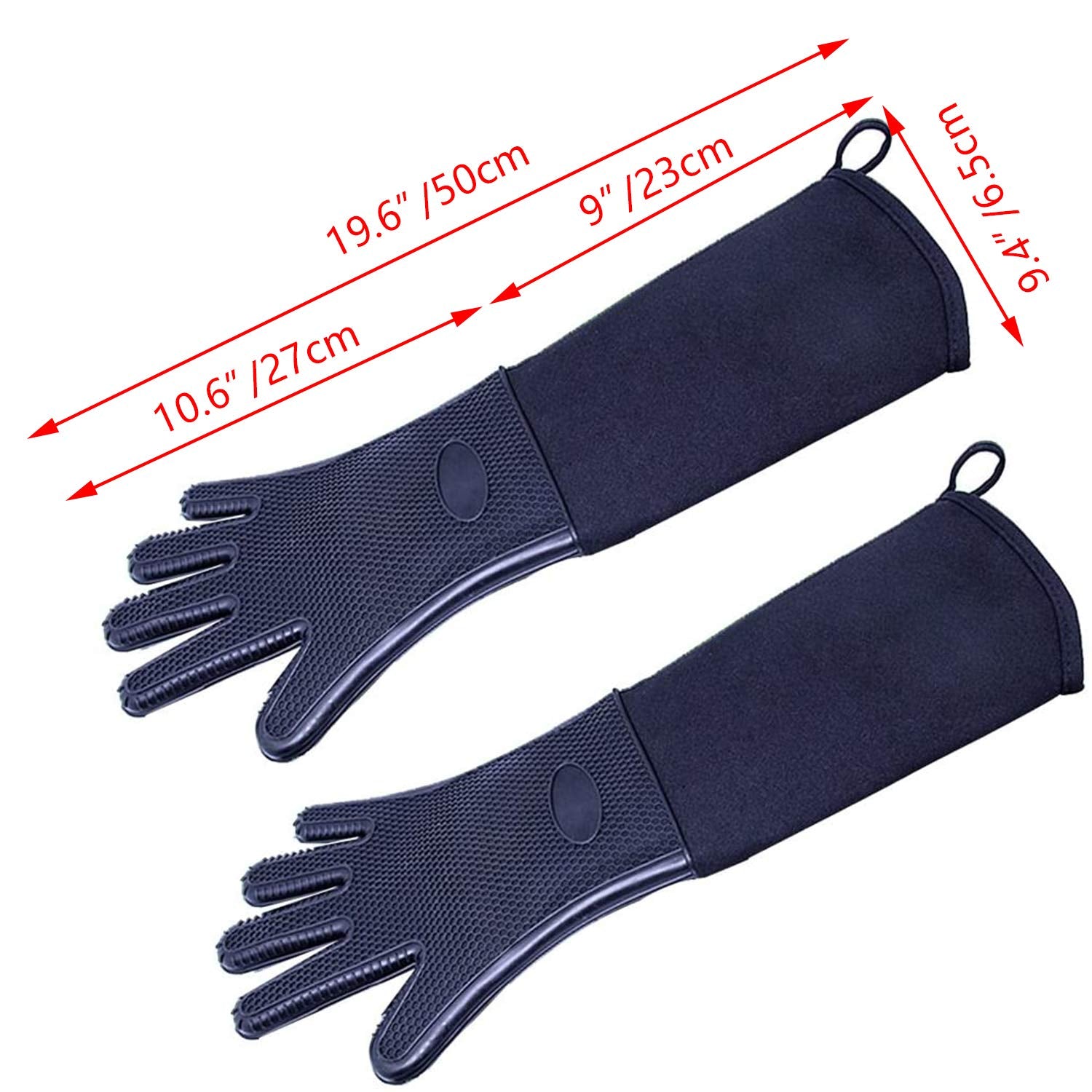 Extra Long Professional Oven Mitts, Non-Slip Silicone Grip Heat Resistant, 1 Pair,19.7'' Length,Up To 572? For Bbq Cooking Bakin