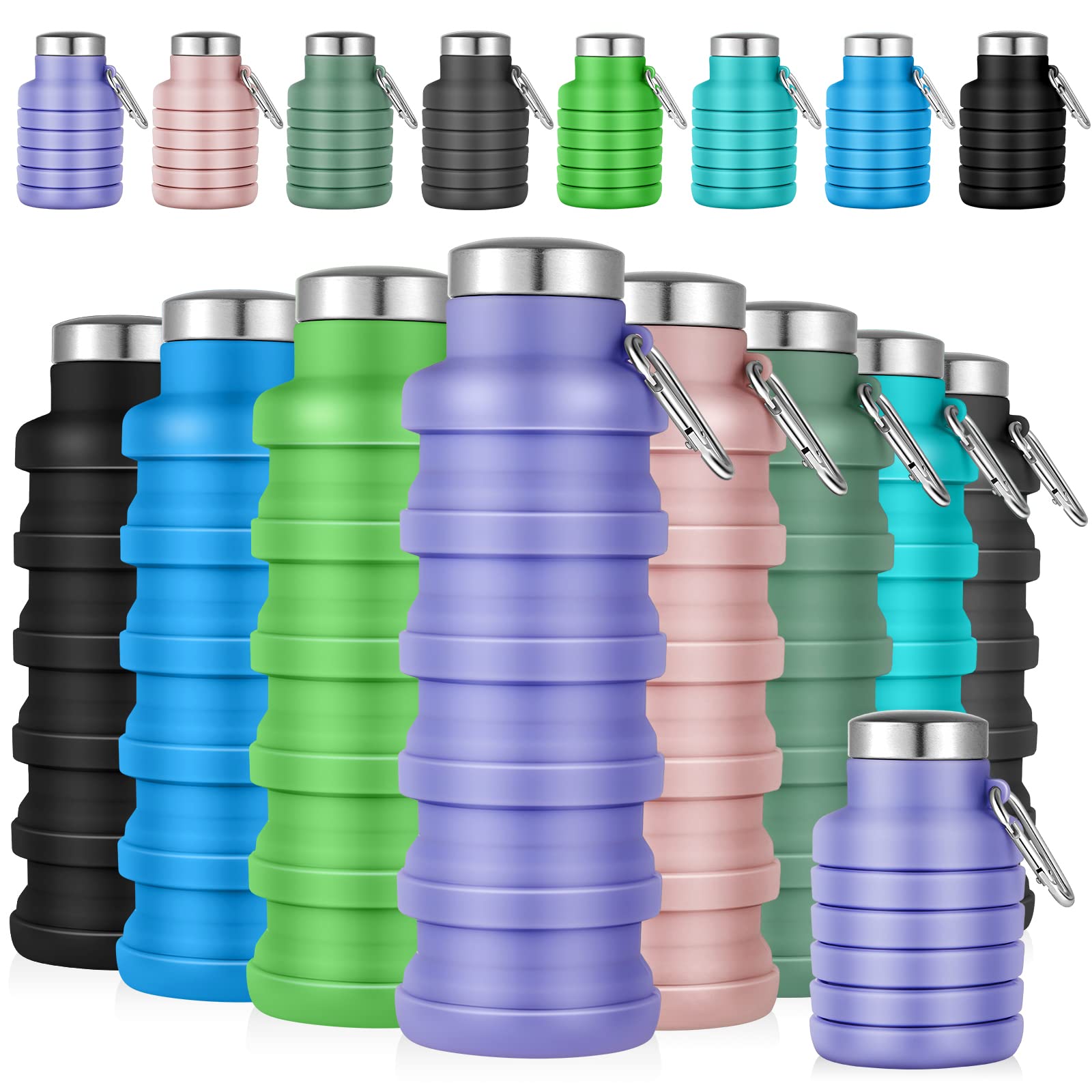 Lallisa 8 Pcs Collapsible Water Bottles Bulk, Reusable, Fresh Colors