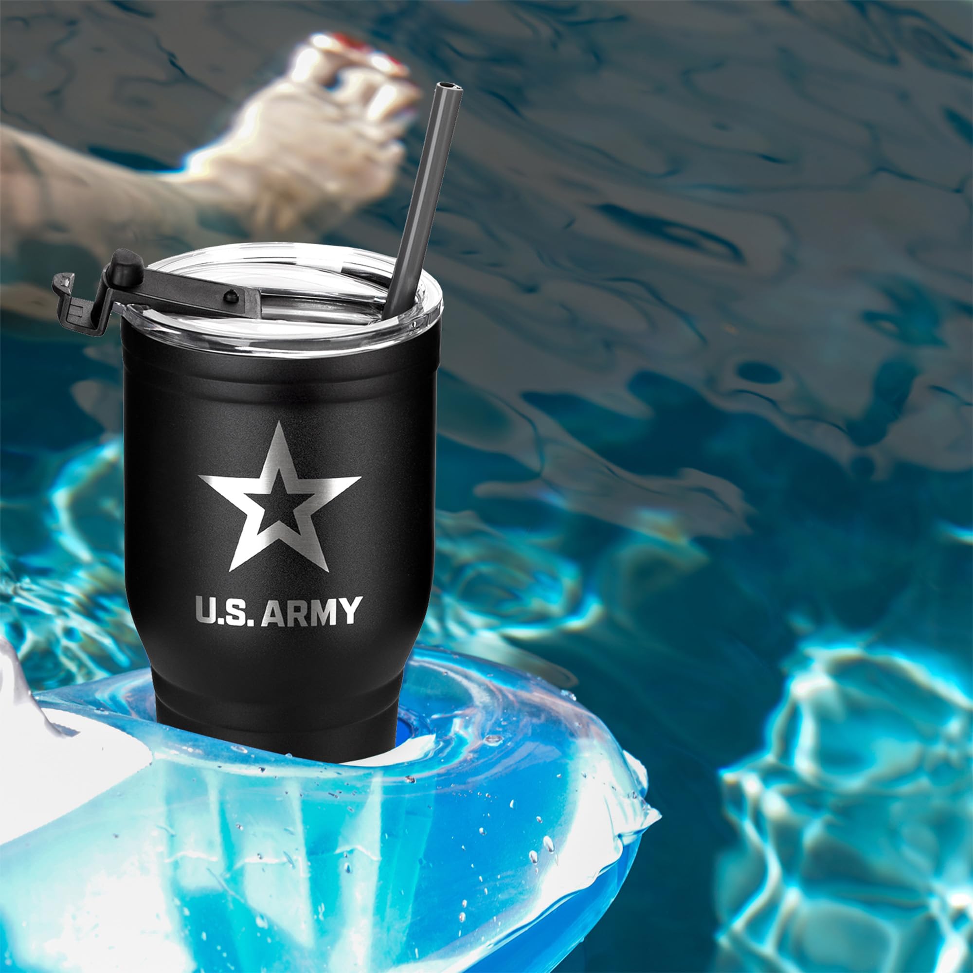 Military Gift Shop 30 Oz Army Black Double Wall Vacuum Insulated Stainless Steel Army Tumbler Travel Mug - Soldier Deployment Gi