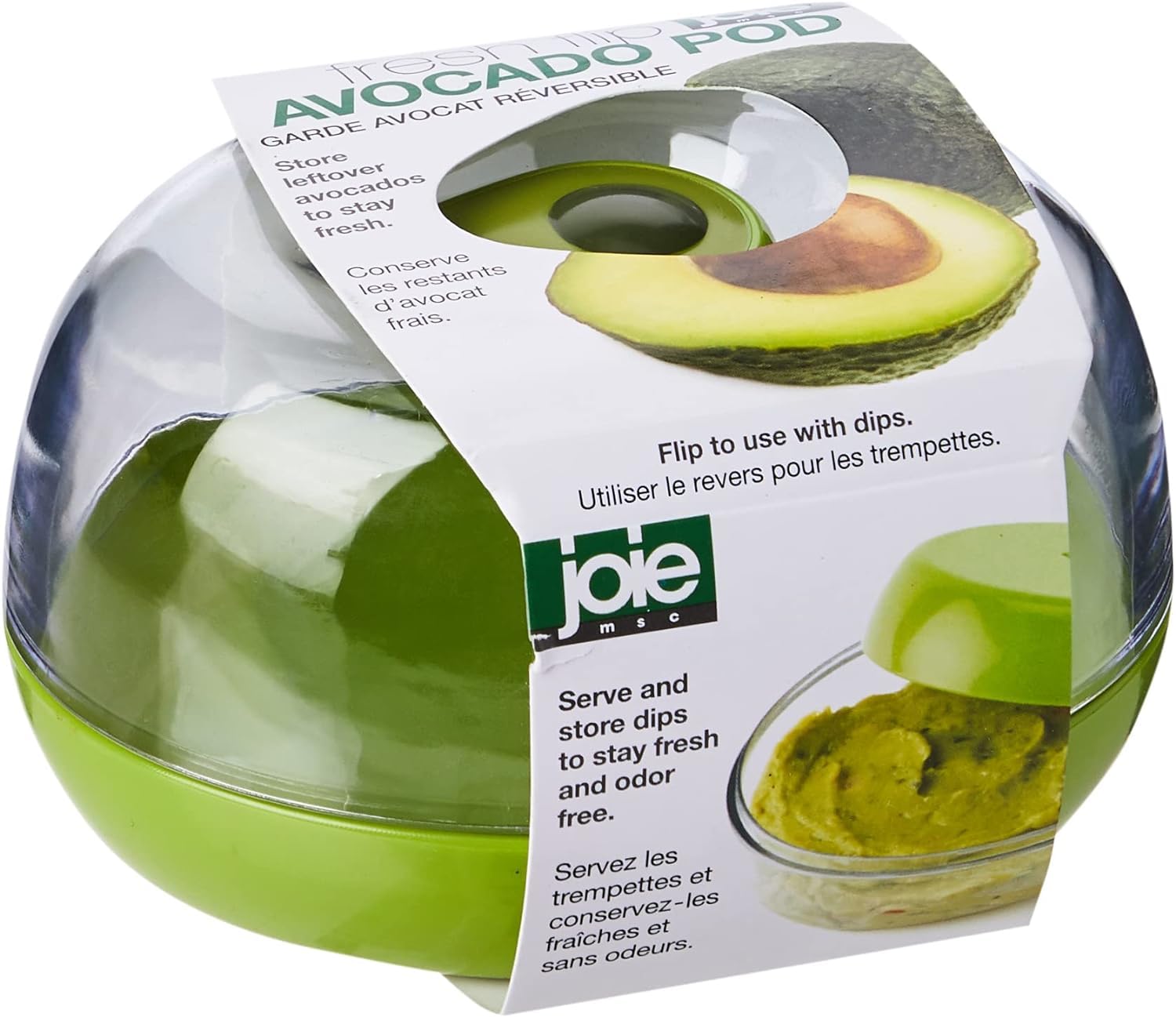 Joie Fresh Flip Avocado Saver Pod, Green Plastic Produce Saver, 13.3 x 10.8 x 7.6 cm, Model 31024, Sustainable Fridge Organizer