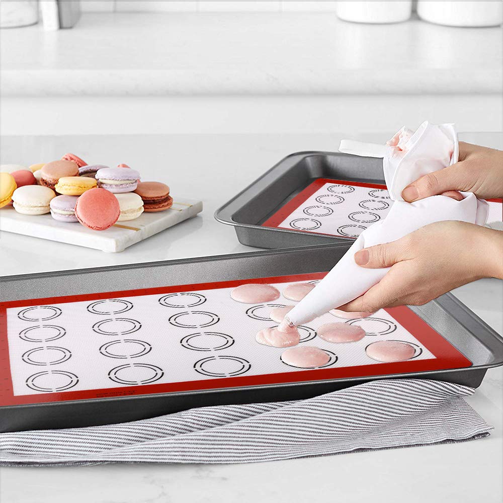Lotfancy Silicone Baking Mat, 2 Pack Non Stick Macaron Baking Liner For Cookies, Rolling Dough, Bread And Pastry, Reusable Bakin