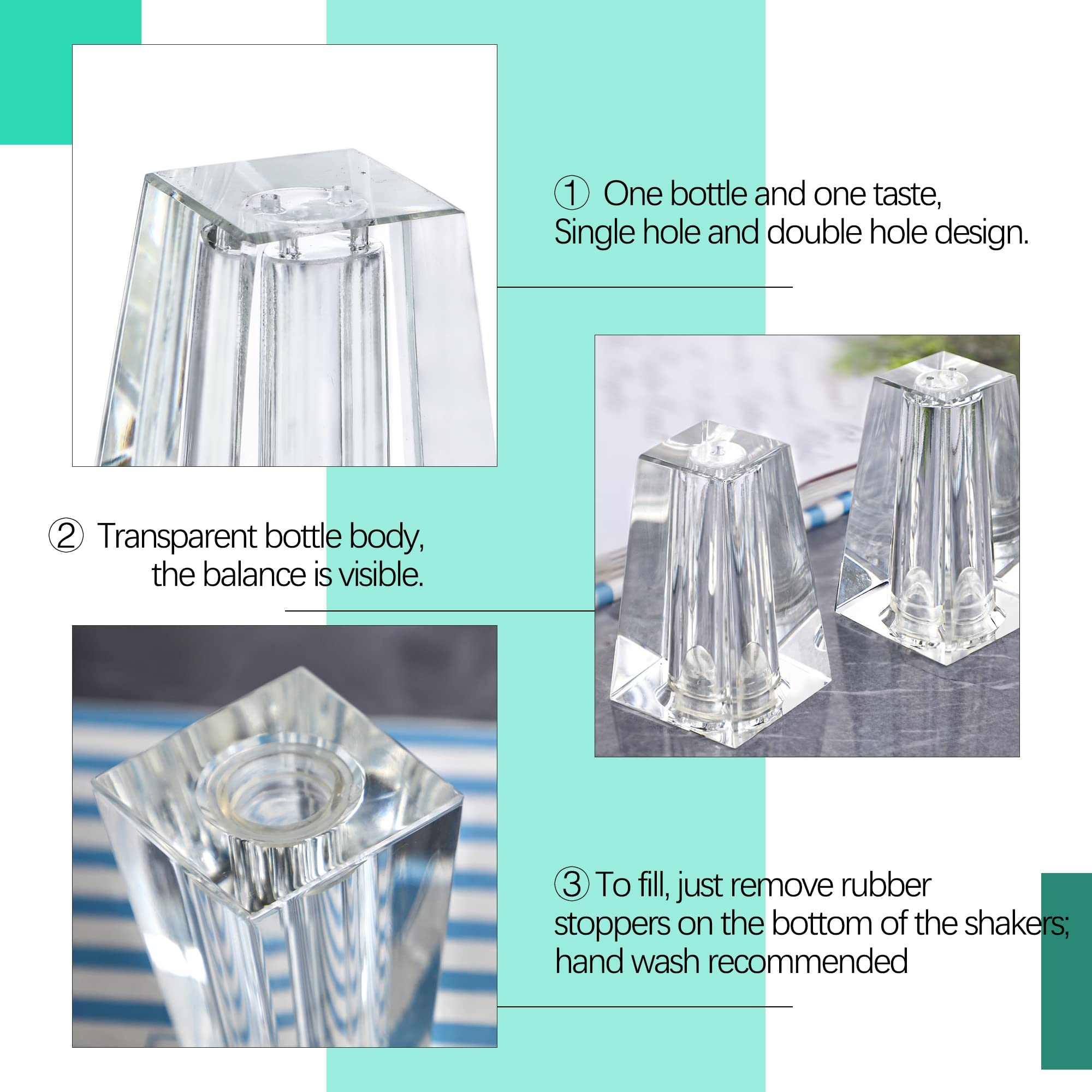 Set 2 Mini Crystal Salt & Pepper Shakers Set,Modern Art Glass Kitchenware Ornaments,Essential Dining Table Refillable Tool Creat