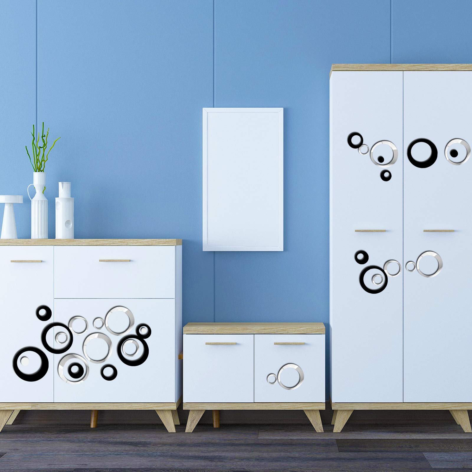 24 Pcs Round Acrylic Mirror Stickers Wall Decor Decals, Removable Diy Self-Adhesive Circle Wall Art Decals Home Decor For Living