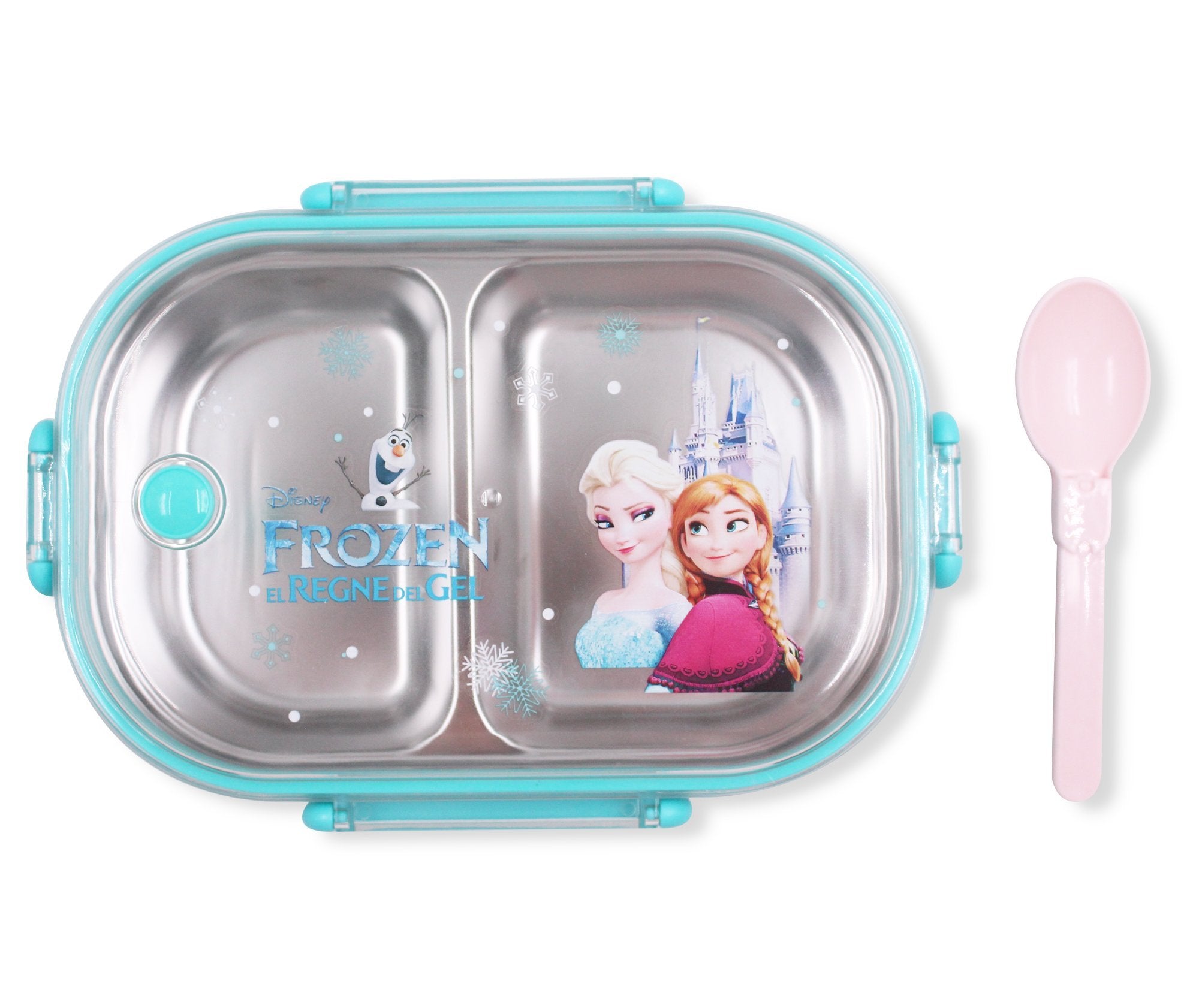 Finex Blue Reusable Stainless Steel Bento Box 2 Compartment Food Container Set with Clear Lid & Spoon  Princess