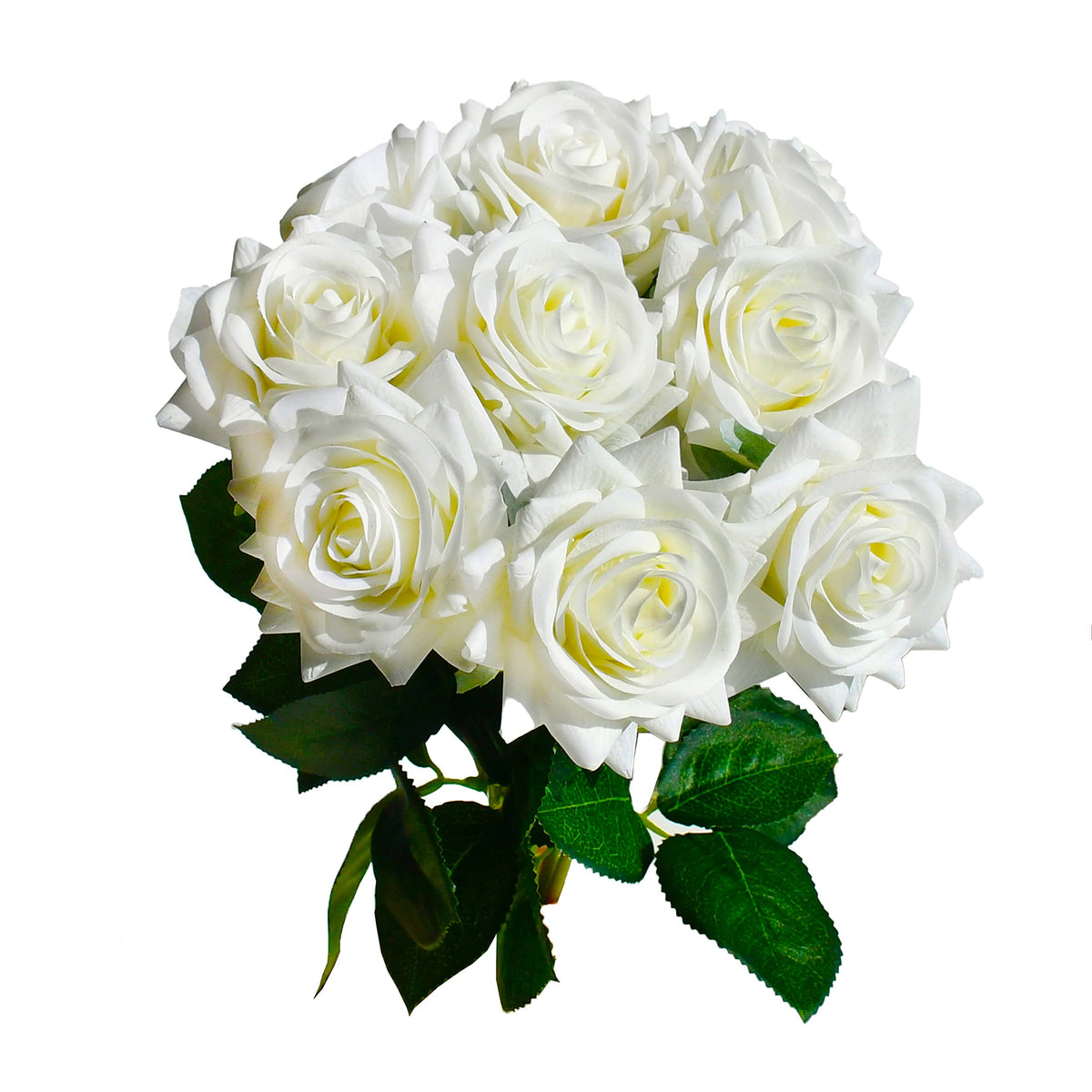 Mandy'S 10Pcs White Flowers Artificial Silk Rose Flowers Real Touch For Mother'S Day Home Decoration Bridal Wedding Bouquet And