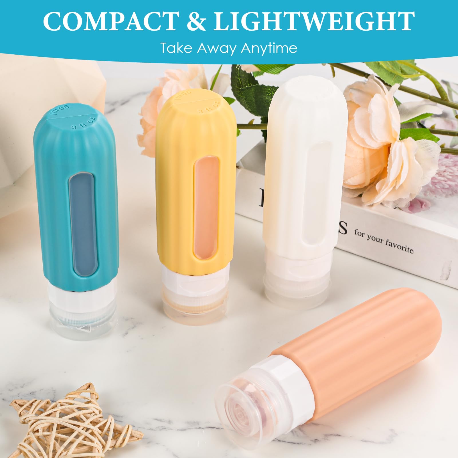 Lofyjoy Reusable Silicone Travel Bottles For Toiletries Tsa Approved, Leak Proof Travel Size Bottles Refillable Travel Container