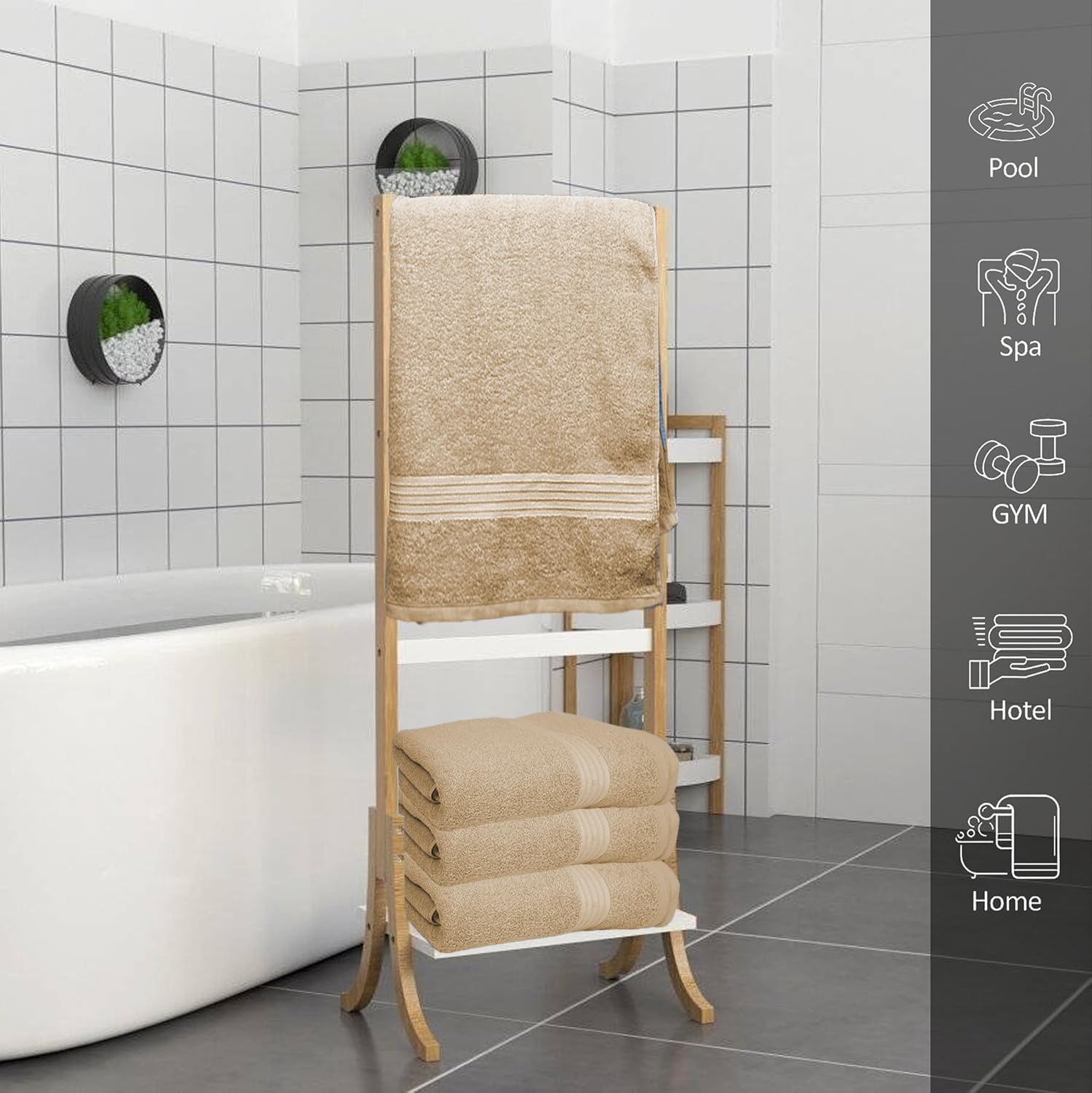 Textila 100% Cotton Extra Large Bath Towels - 30X60 (4-Pack, Beige) - Highly Absorbent, Super Soft, And Luxurious For Bathroom,