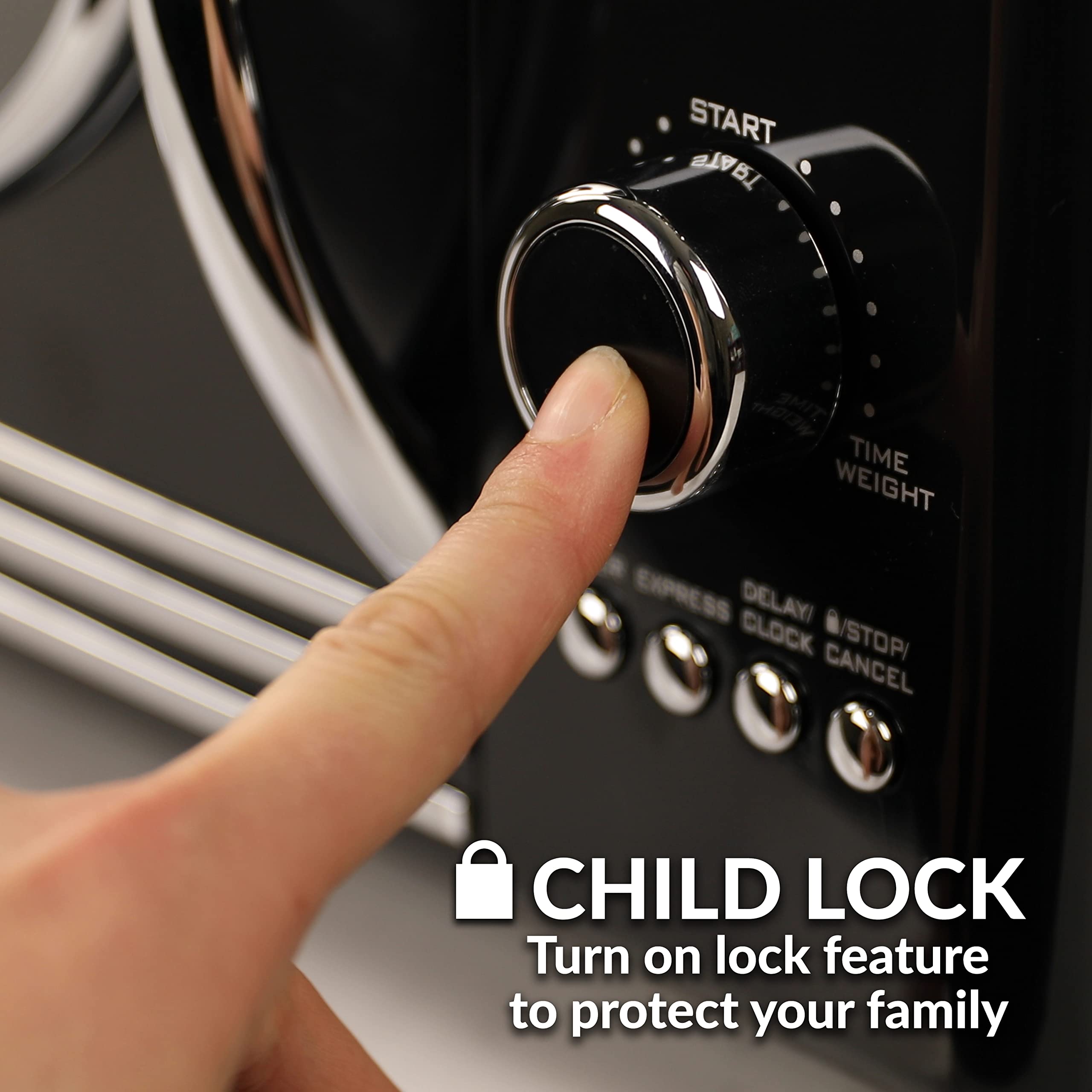 Nostalgia Rmo4Bk Retro 0.9 Cubic Foot 800-Watt Countertop Microwave Oven, 5 Power Levels And 12 Cook Settings, Led Display, Jet