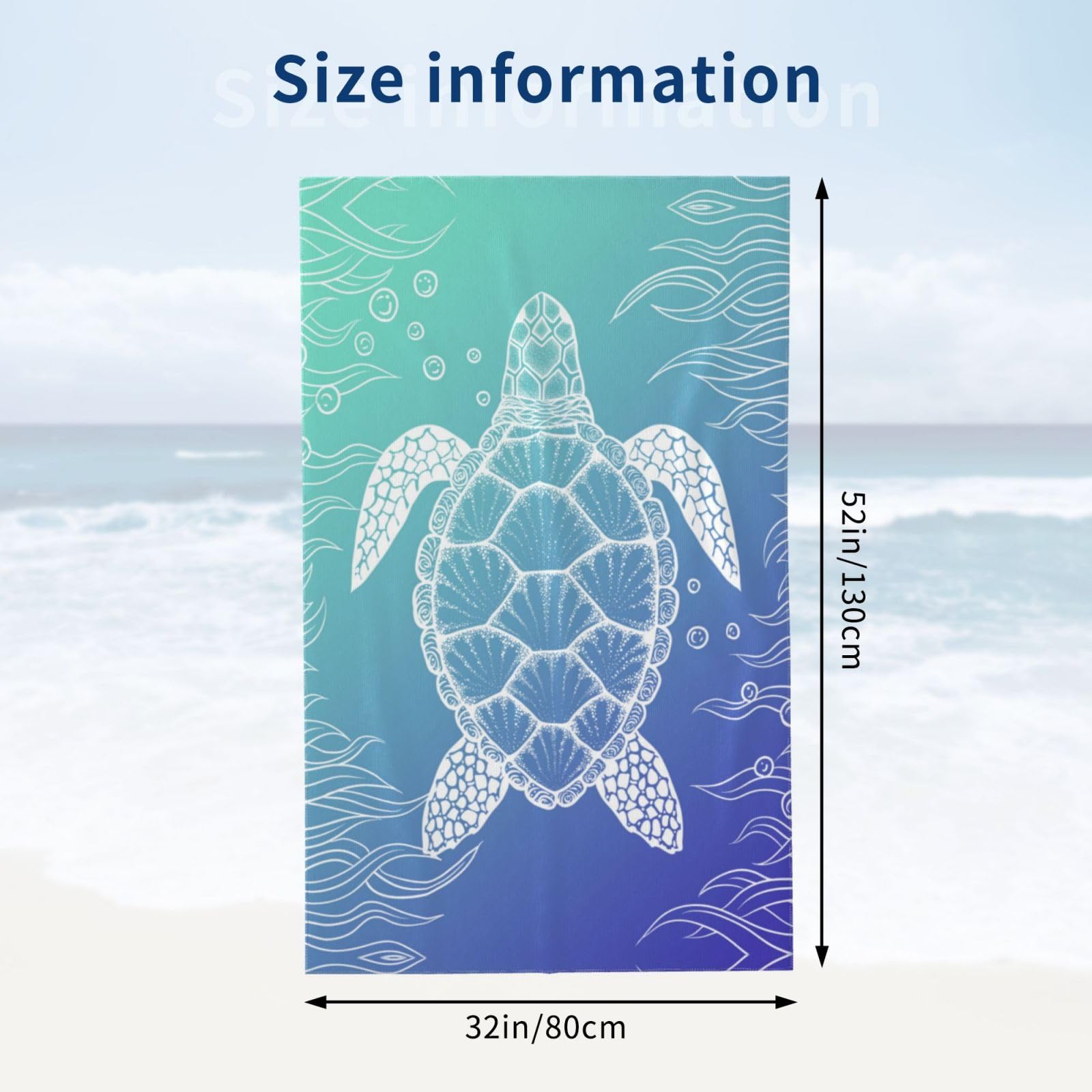 Voohddy Sea Turtle Ocean Beach Towel Large Soft Absorbent Microfiber Quick Dry Oversized Bath Towels For Bathroom Women Men Pool
