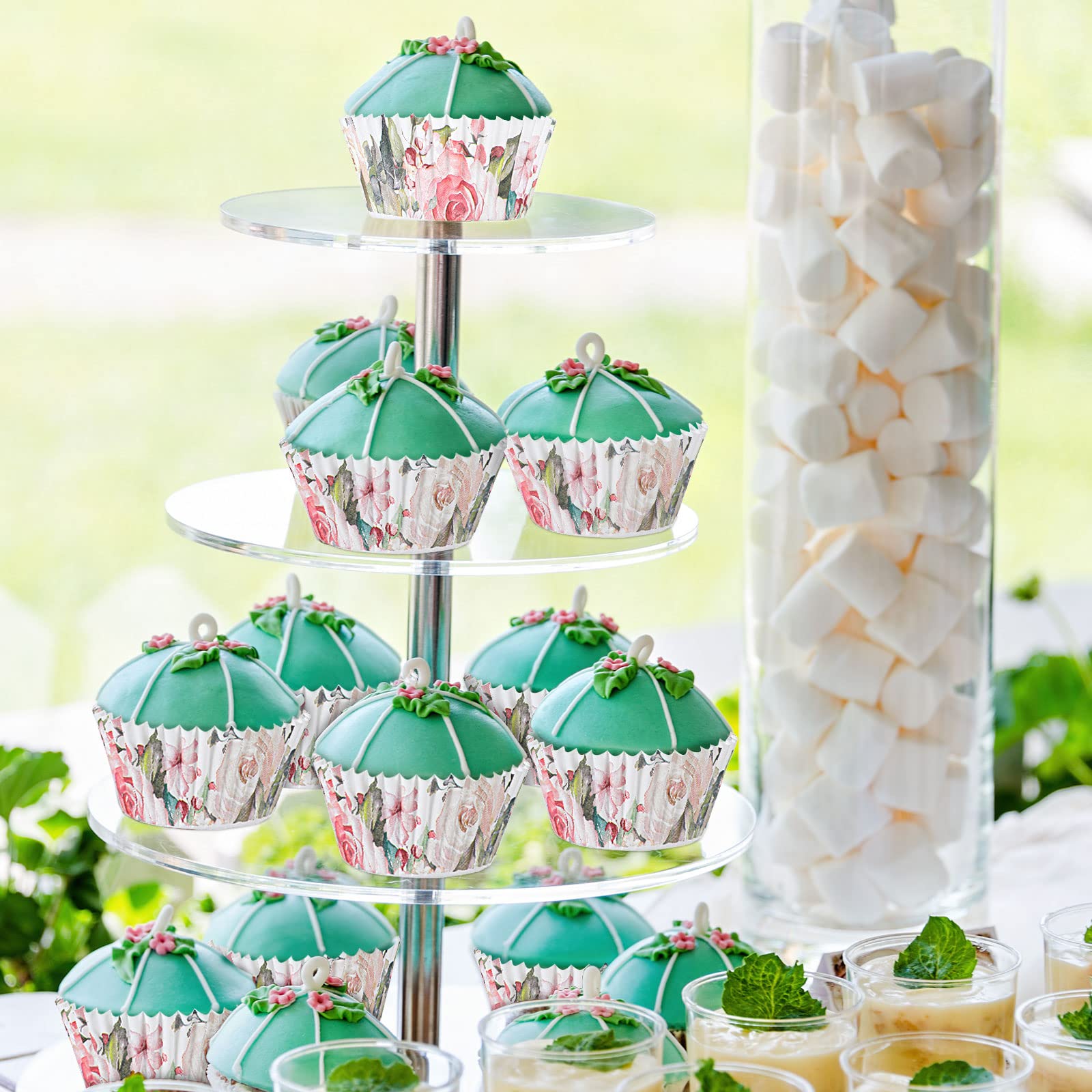 300 Counts Floral Cupcake Liners Floral Cupcake Wrappers Baking Cups Baking Liners Holders For Baby Shower Wedding Bridal Shower