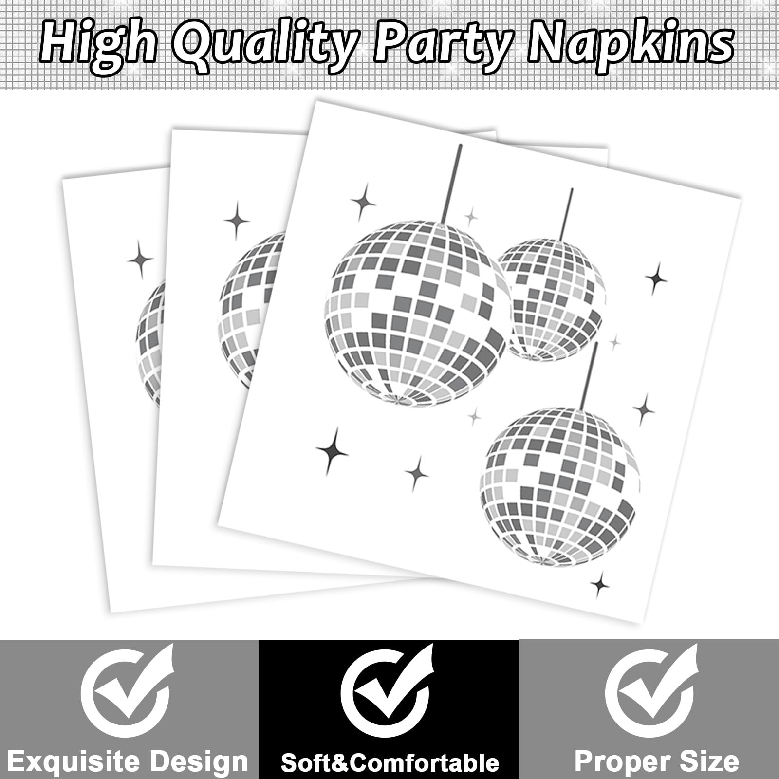 200Pcs Disco Theme Party Plates And Napkins 1970S Birthday Party Decorations Silver Disco Birthday Party Plates 70S Disco Party