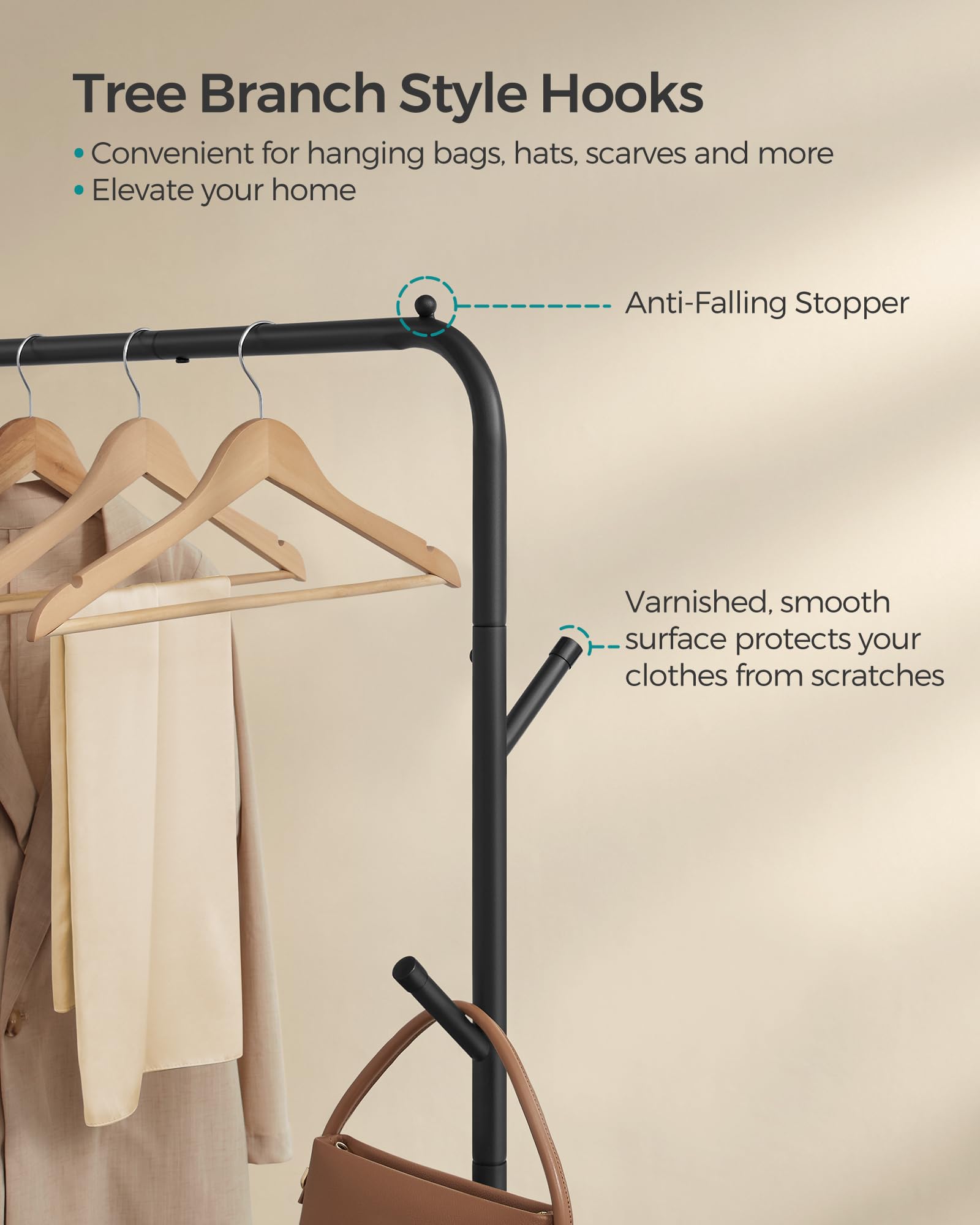 Songmics Clothes Rack, Clothing Rack For Hanging Clothes With Wheels, Heavy Duty Garment Rack, Metal Frame, 110 Lb Max. Total Lo