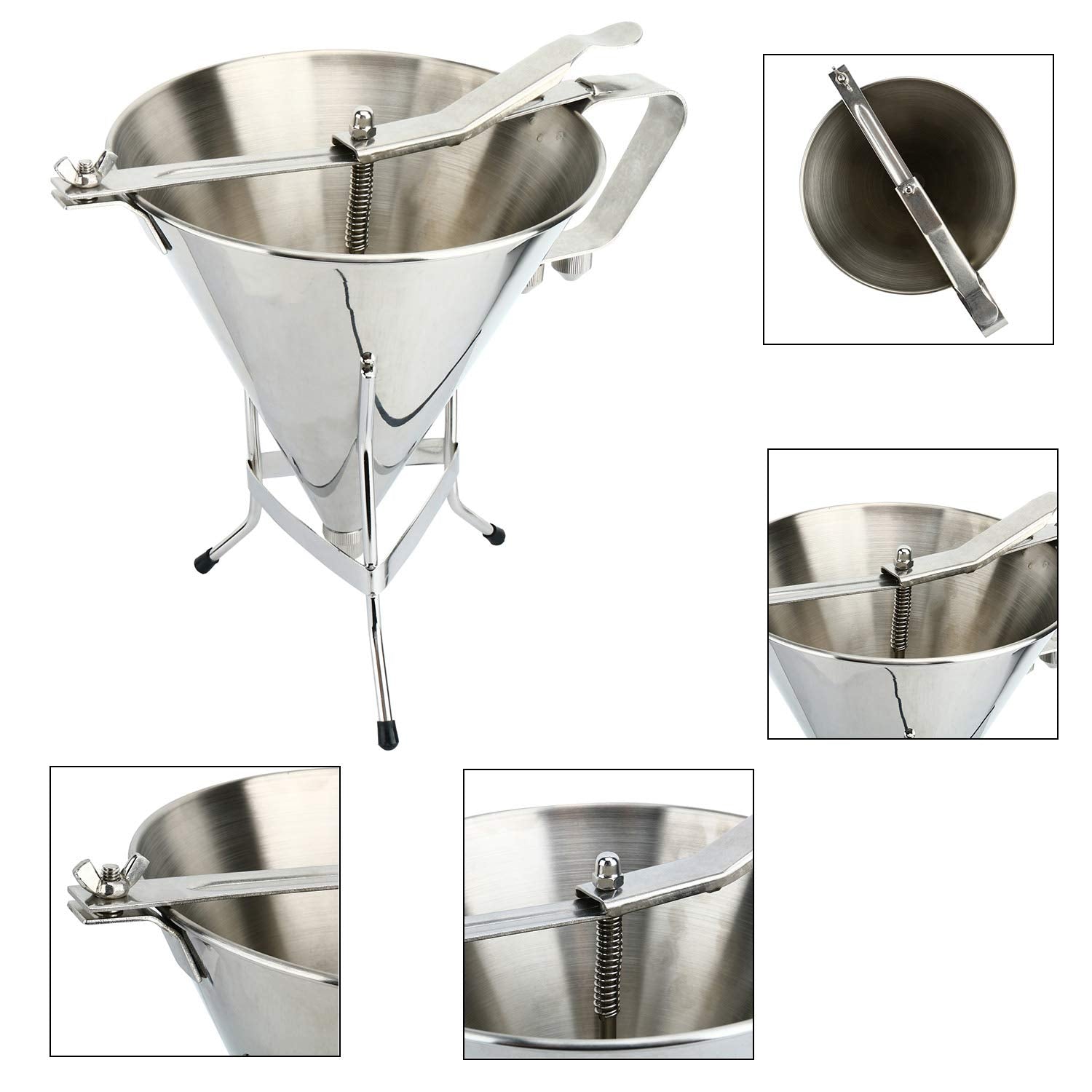 Yaegarden Confectionery Funnel Stainless Funnel Stainless Cake Funnel Cake Decorating Tool Funnel With Stand And Three Nozzles C