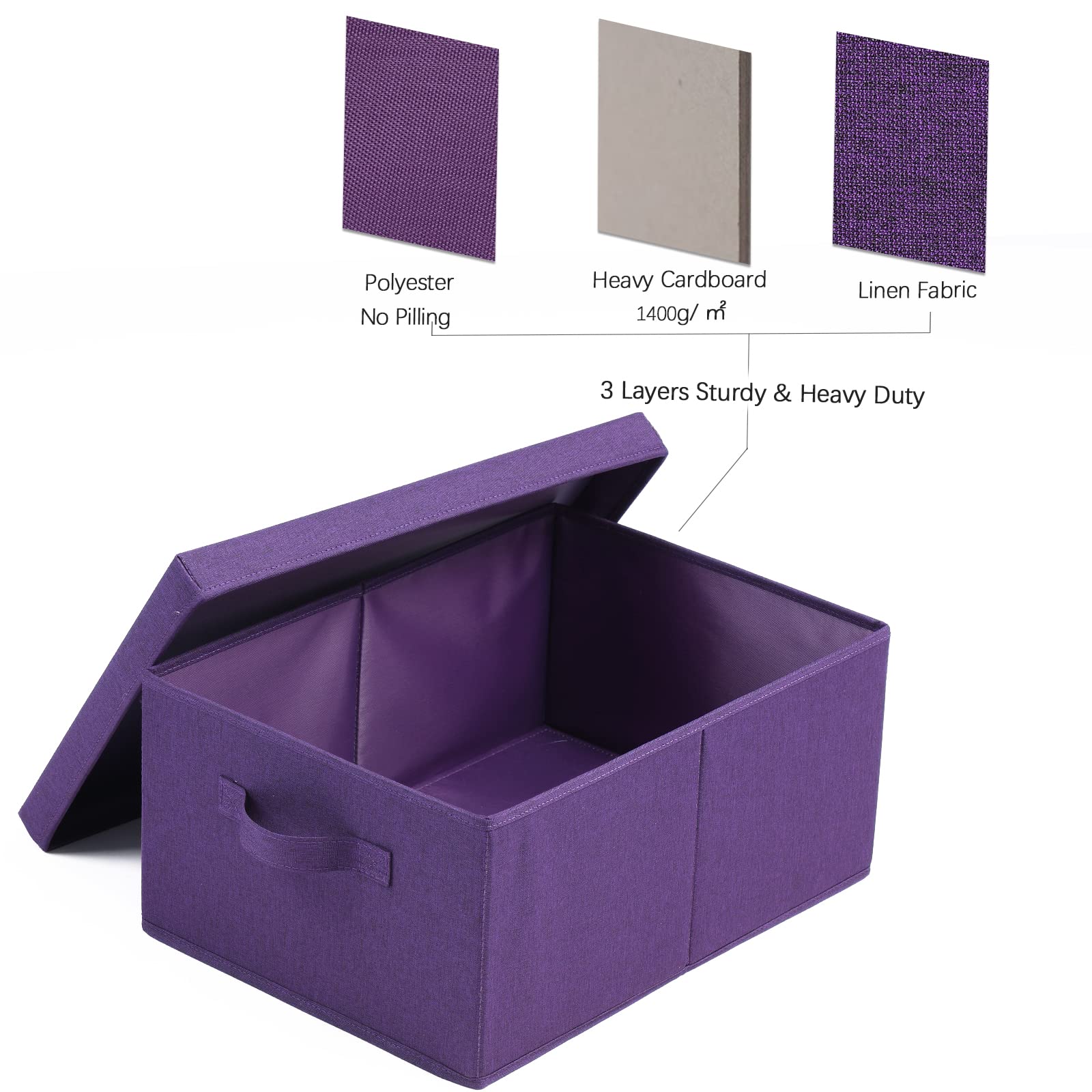 Hoonex Storage Bins With Lids For Organizing, Pack Of 2, Storage Boxes With 2 Carry Handles And Sturdy Heavy Cardboard, 16.5'' L