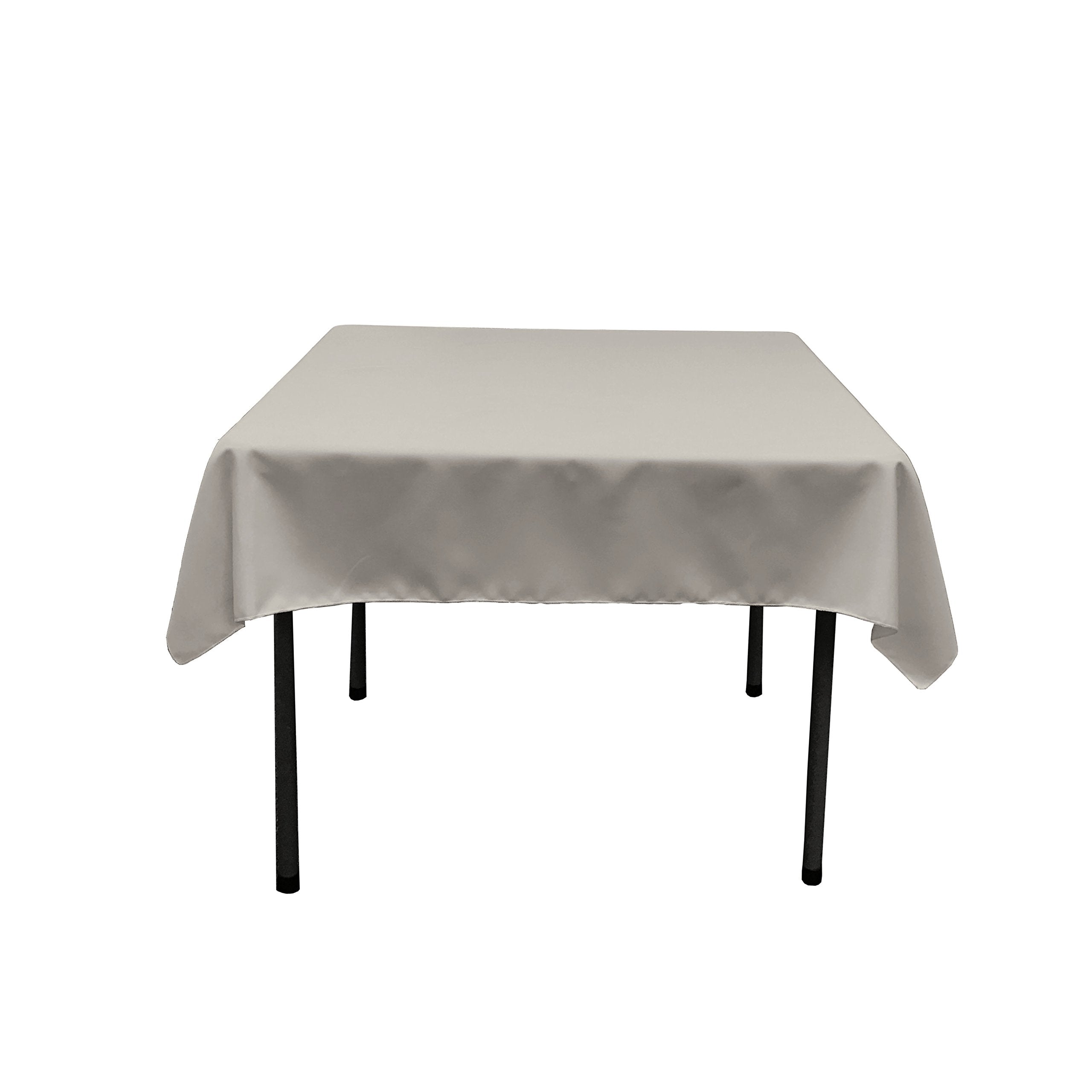 LA Linen Polyester Poplin Square Tablecloth  52 by 52-Inch  Light Gray