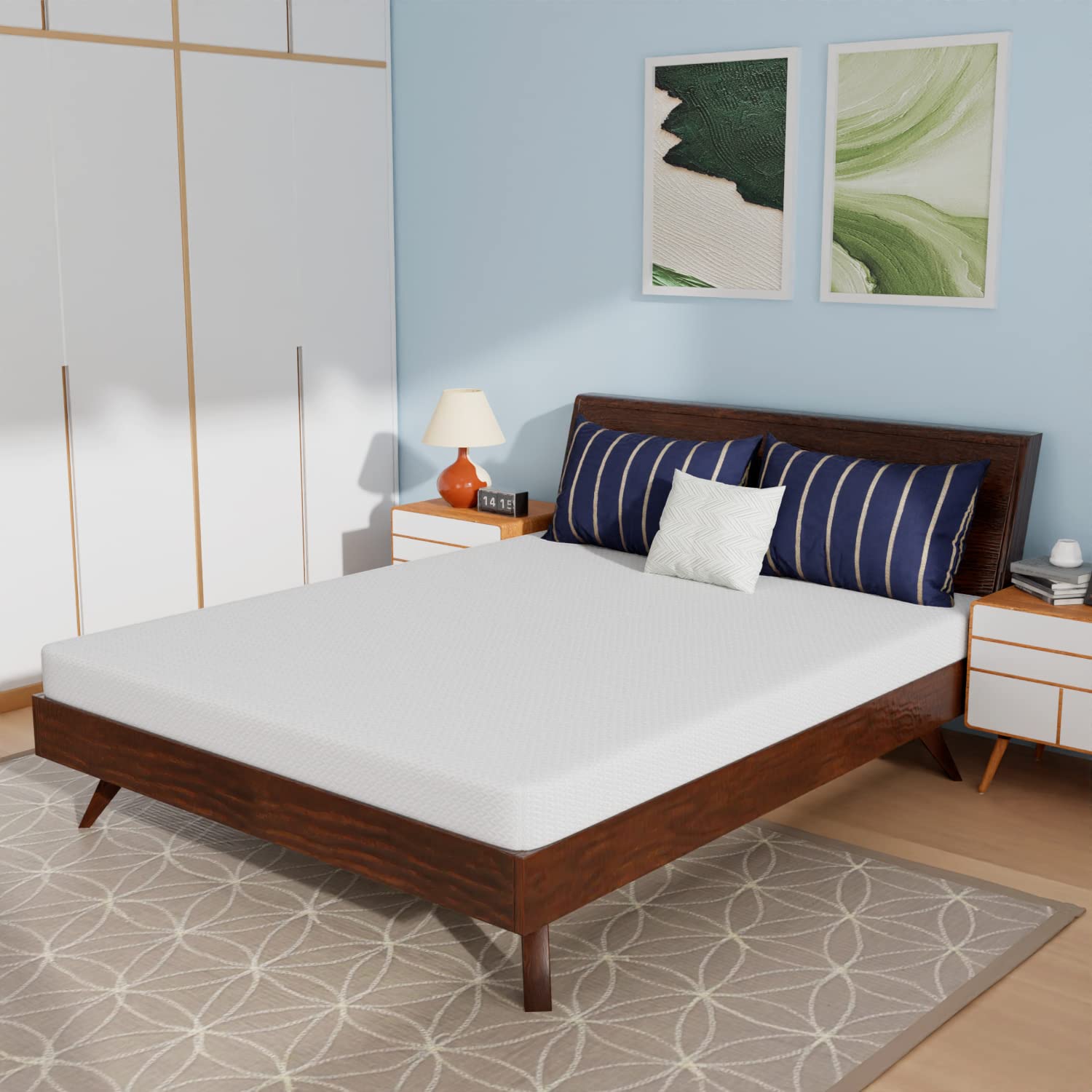Paylesshere 6 Inch Gel Memory Foam Mattress Queen Size Bamboo Charcoal Infused Mattress In A Box Medium-Firm Pressure Relief&Tem