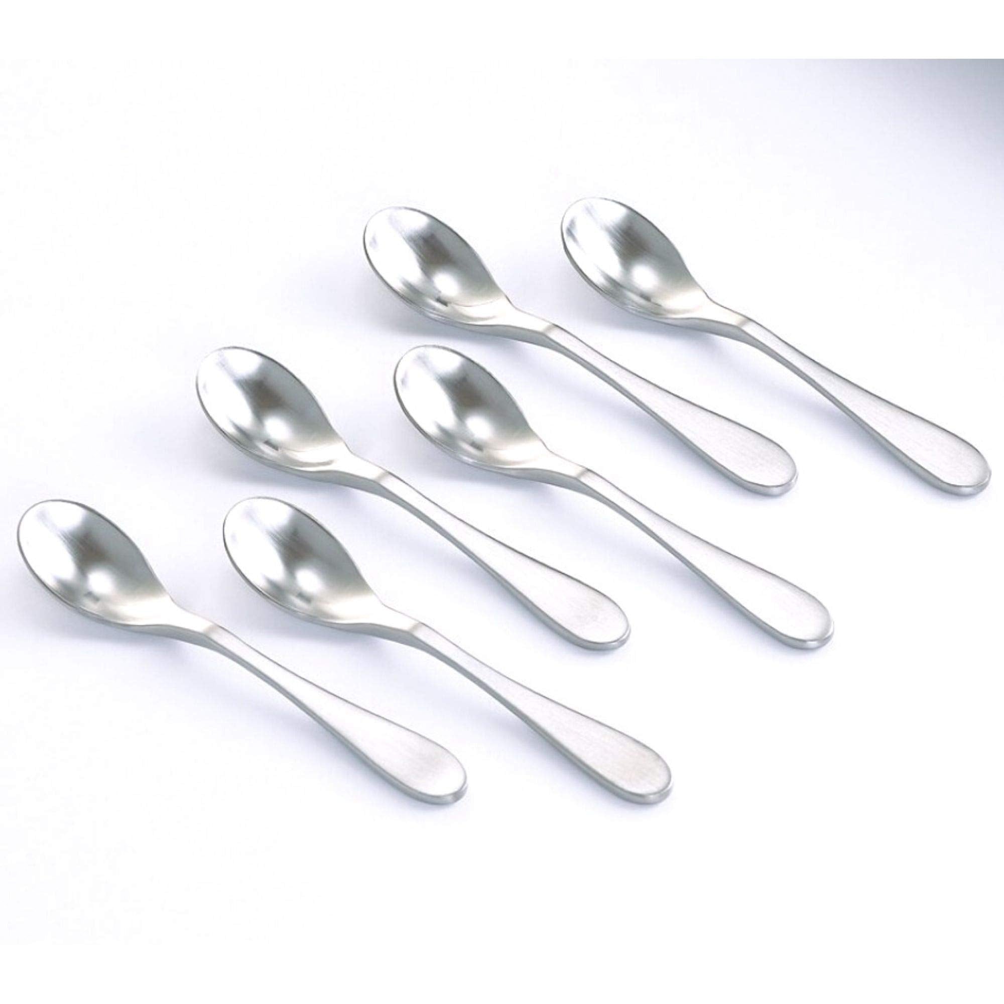 Knork Stainless Steel Demitasse Spoon (Set Of 6), Matte Silver, Tiny Coffee-Appetizer Specialty Spoons, Specialty Demitasse