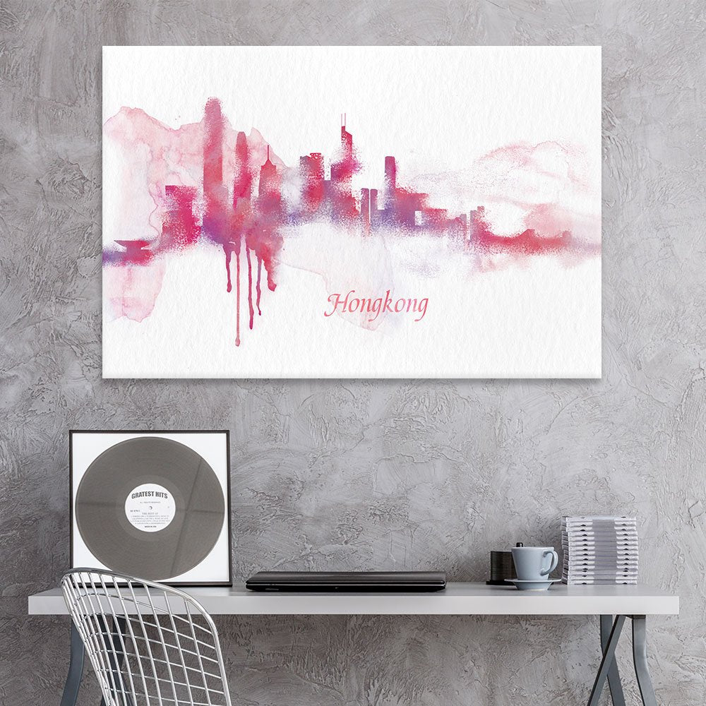 Wall26 Canvas Wall Art - Impressionism Watercolor Style City Landscape Of Hongkong - Giclee Print Gallery Wrap Modern Home Art R