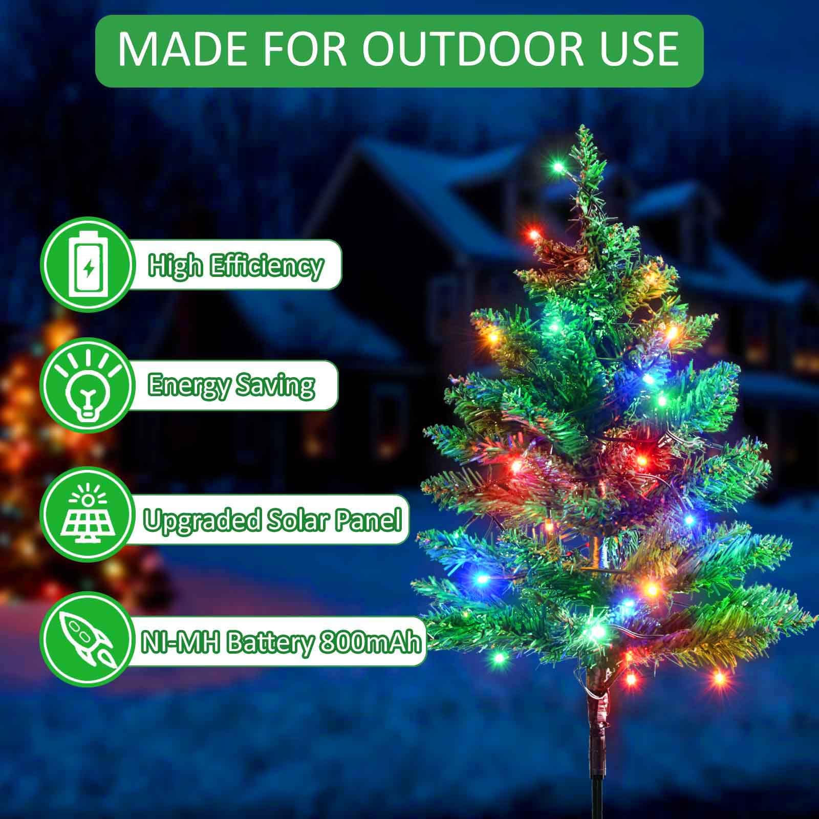 Windpnn Upgraded 6-Pack 120 LED Solar Christmas Garden Stake Lights, Outdoor Waterproof Solar Xmas Tree Yard Stake Christmas Pat