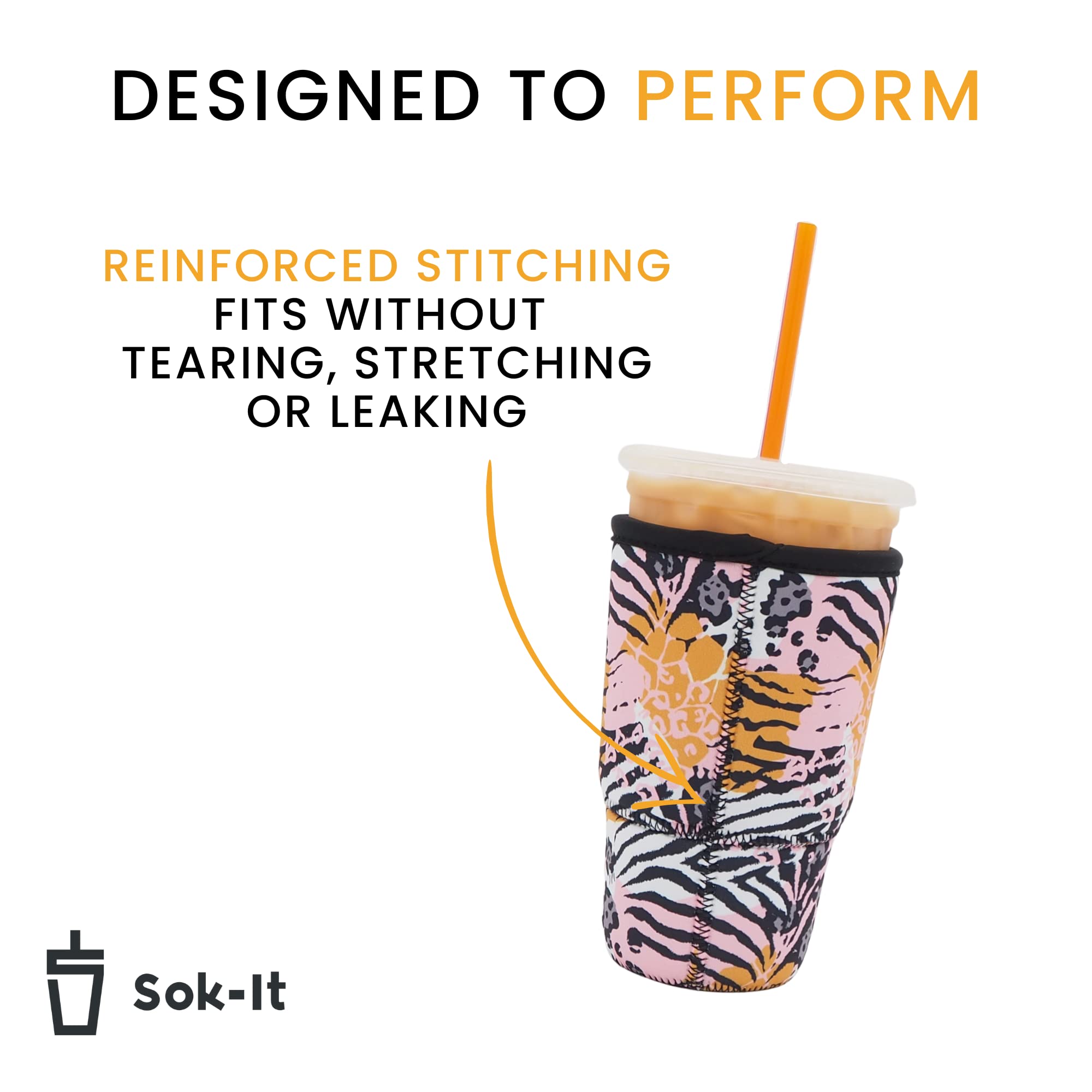Sok It Java Sok Iced Coffee & Cold Soda Insulated Neoprene Cup Sleeve (Compose Yourself, Large: 30-32Oz)