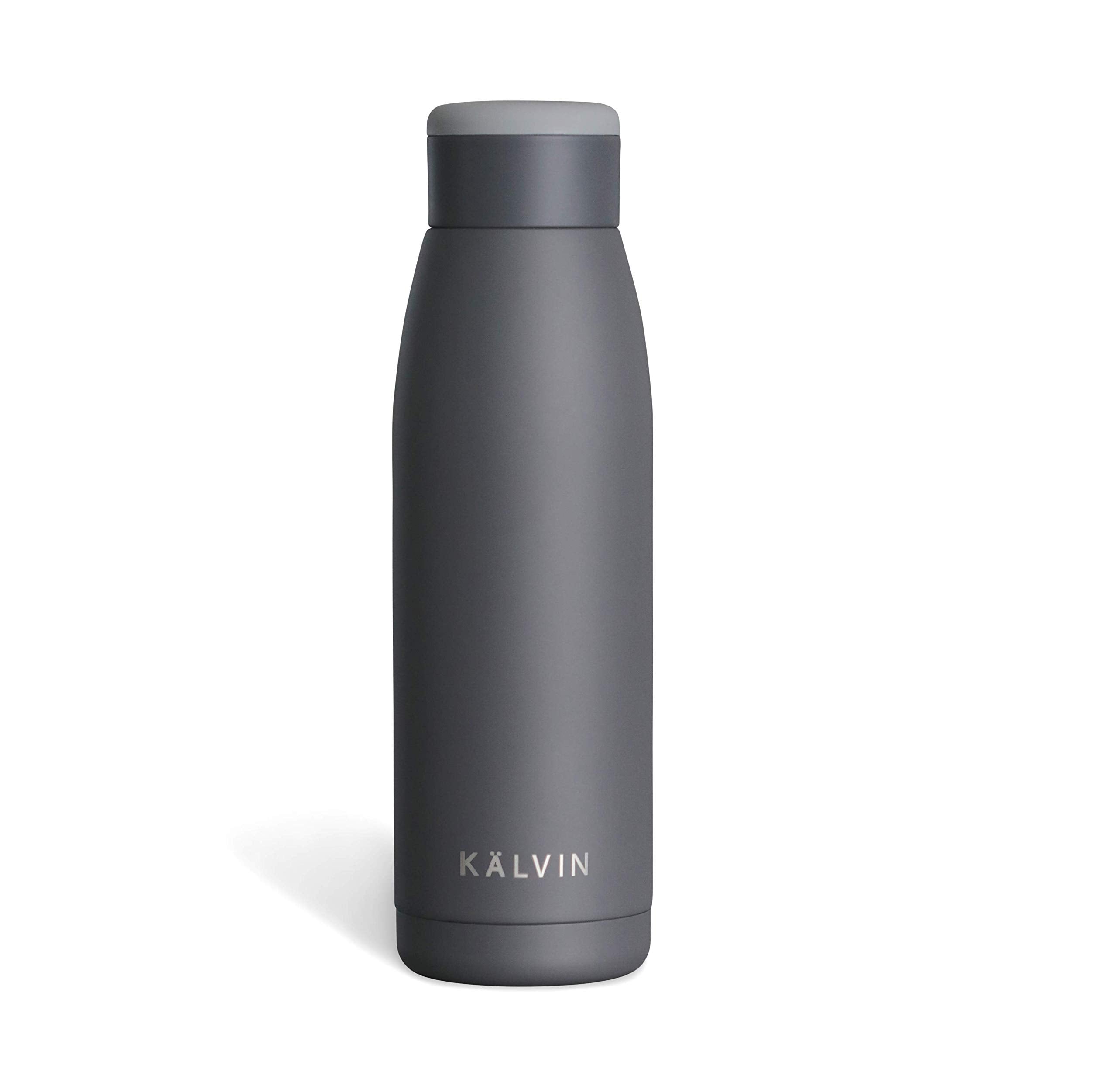 Klvin Insulated Water Bottle, Charcoal Grey, 14.2 Oz (420Ml) - Shake To Activate Hand Warmer & Ice Pack, Bpa Free, Hot Water Bot