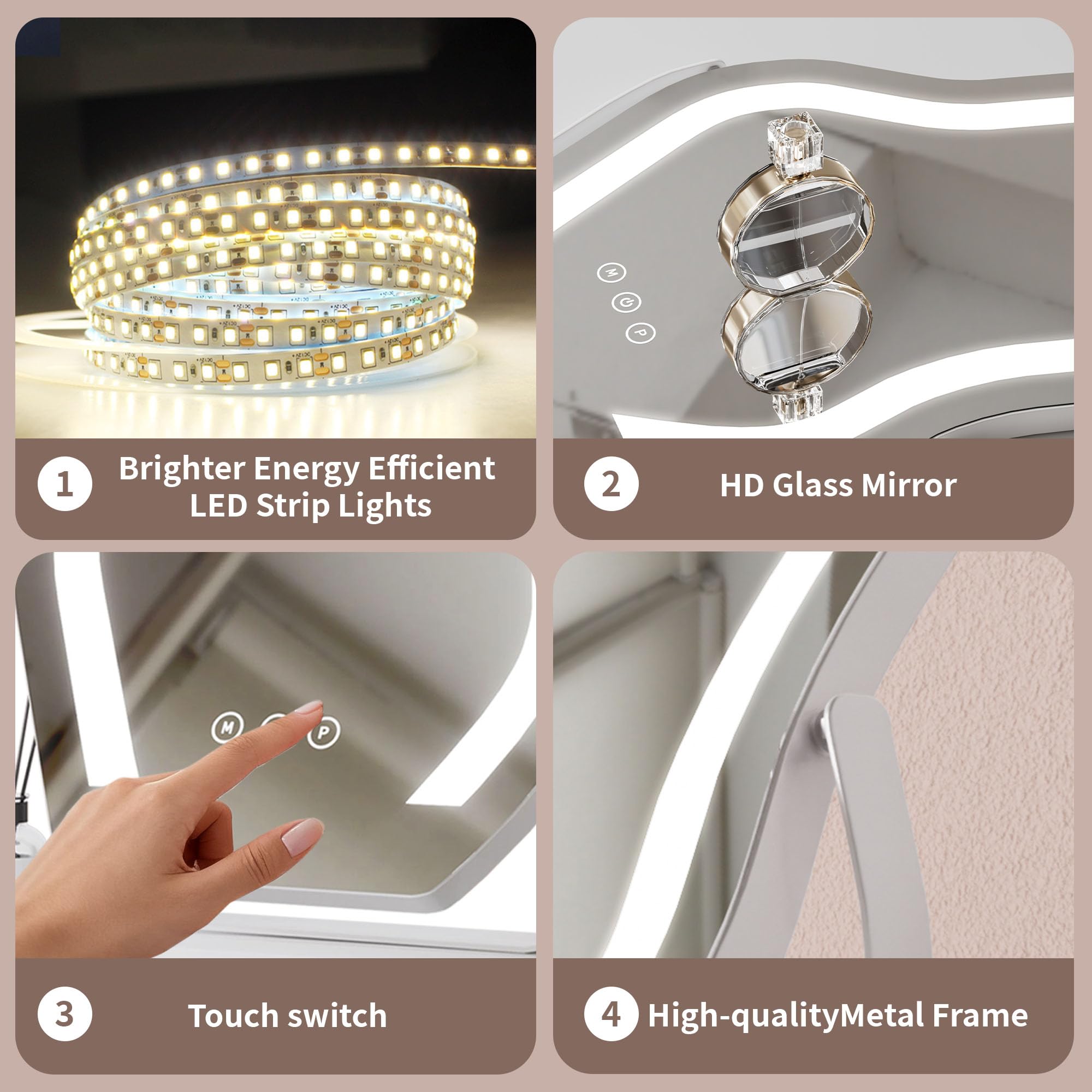 Odernirror 17 Makeup Mirror with Lights Tabletop Cloud Shaped