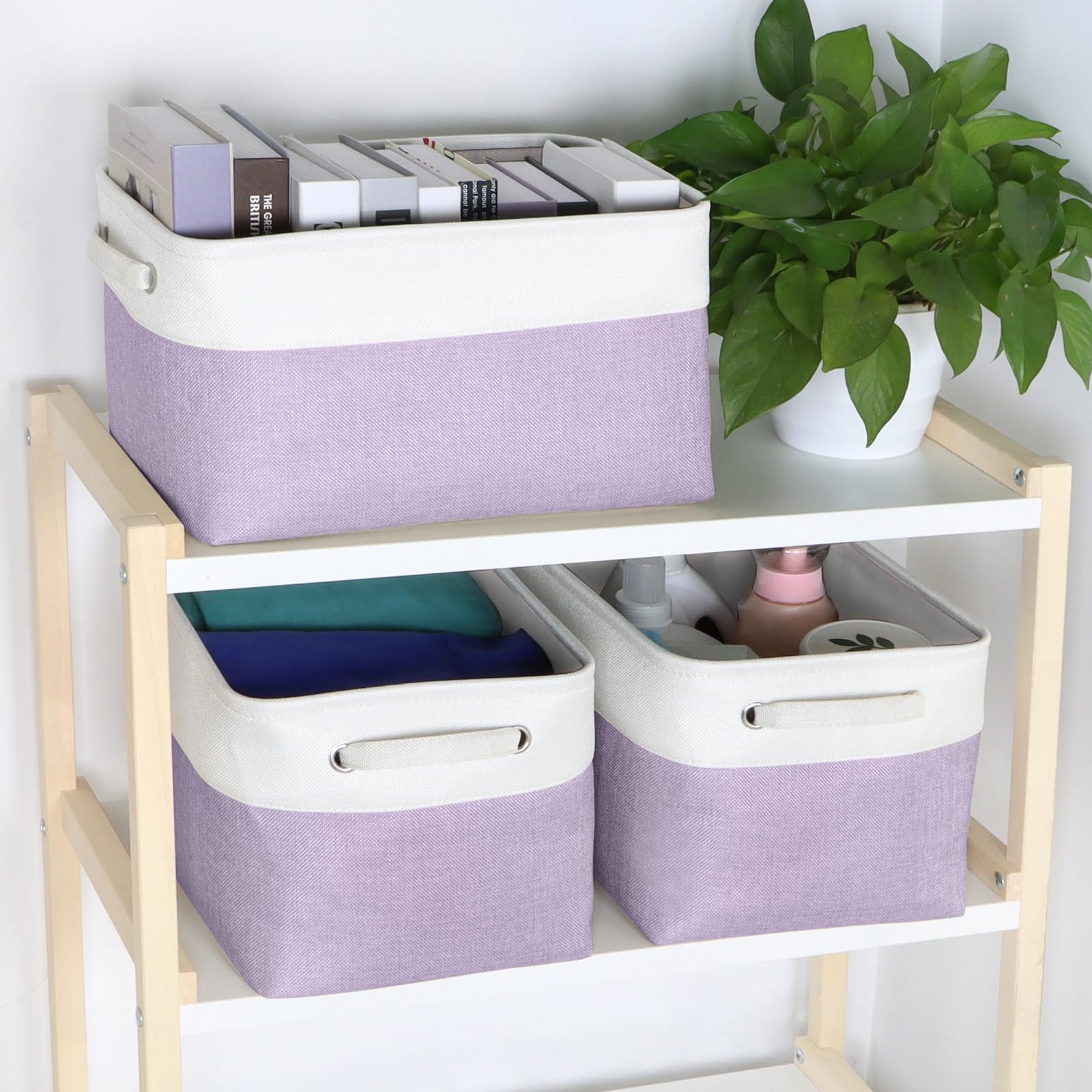 Kntiwiwo Foldable Storage Bins 15'' X 10'' X 9.5'' Fabric Storage Basket Cube With Handles Large Linen Closet Organizer Bins For