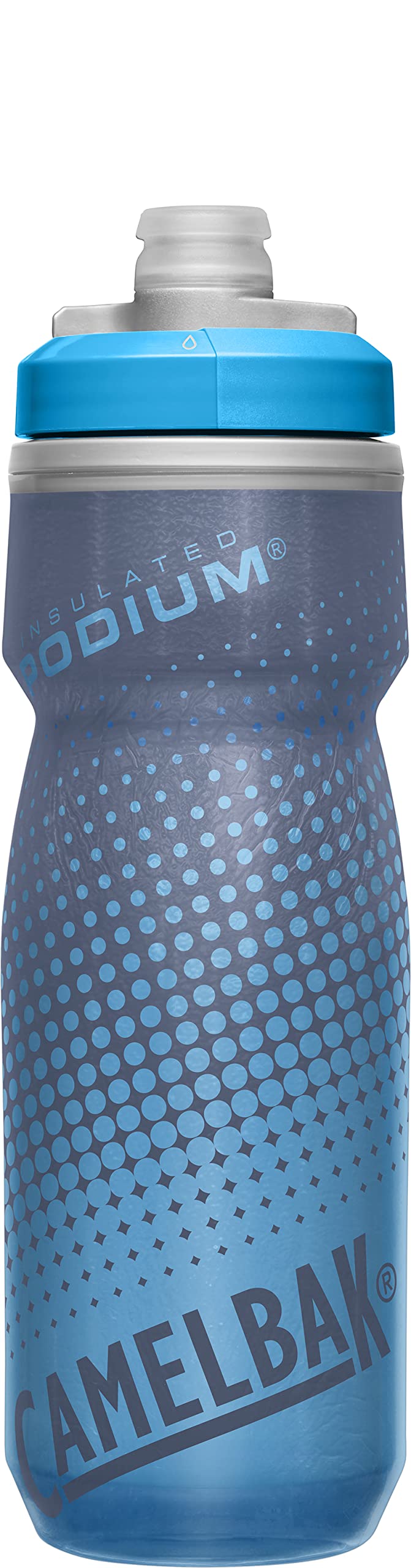 Camelbak Podium Chill Insulated Bike Water Bottle - Easy Squeeze Bottle - Fits Most Bike Cages - 21Oz, Blue Dot