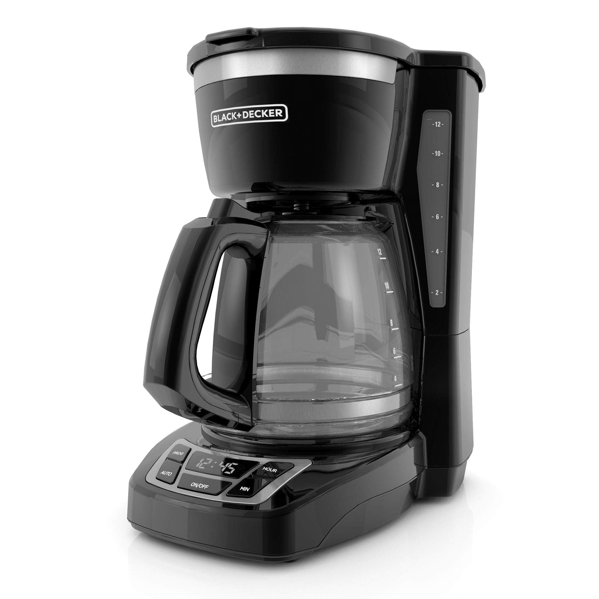Black+Decker 12-Cup Digital Coffee Maker, Cm1160B, Programmable, Washable Basket Filter, Sneak-A-Cup, Auto Brew, Water Window, K