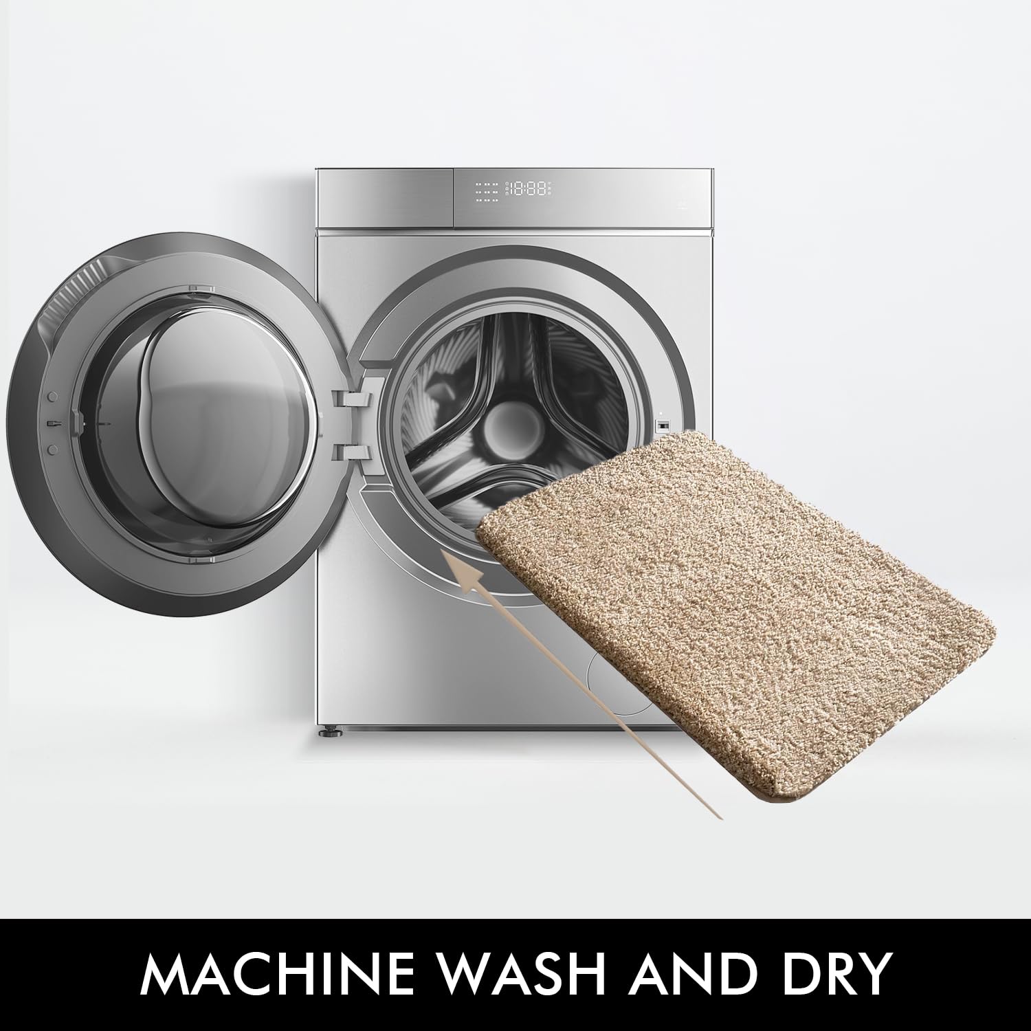 Miulee Set Of 2 Non Slip Shaggy Bathroom Rugs Extra Thick Soft Bath Mats Plush Microfiber Absorbent Water For Tub Shower Machine