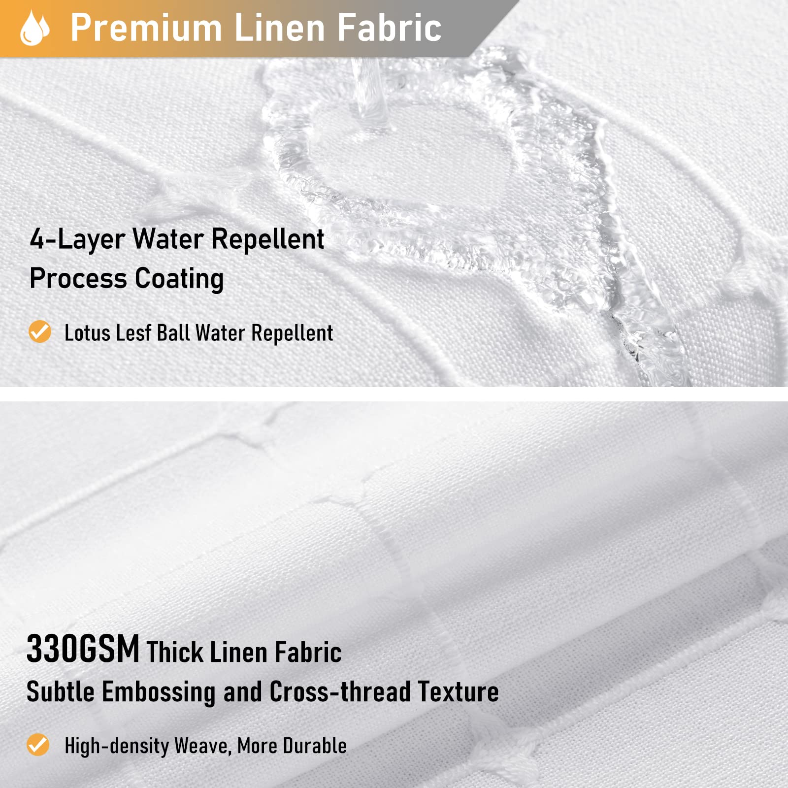 Bttn Boho Long Shower Curtain, 72X78 Inch Long Linen Ultra Thick Fabric Shower Curtain Set With Plastic Hooks, Tall Modern Farmh