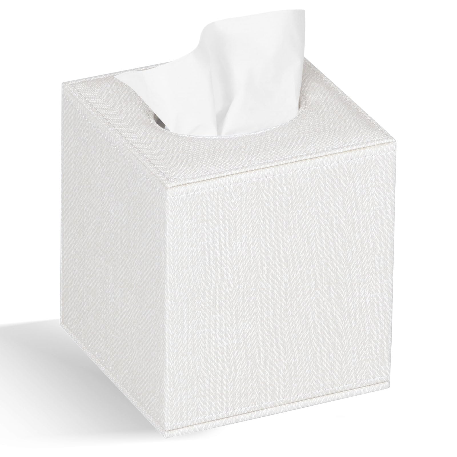 Colylan Tissue Box Cover Square Tissue Box Holder For Bathroom (Beige)