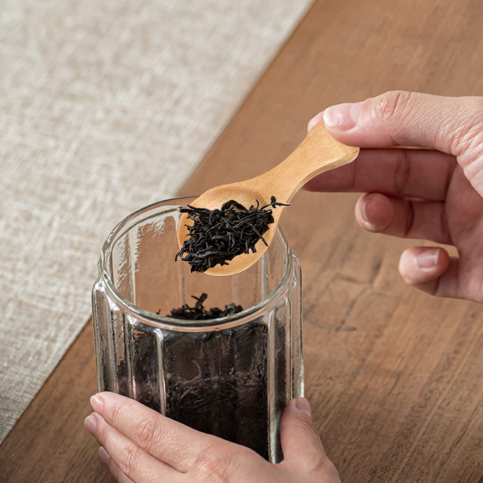 12 Pieces Small Wooden Spoon, Sourceton 3.35 Inches Salt Spoon Honey Coffee Tea Sugar Salt Jam Mustard Ice Cream Milk Powder Spo