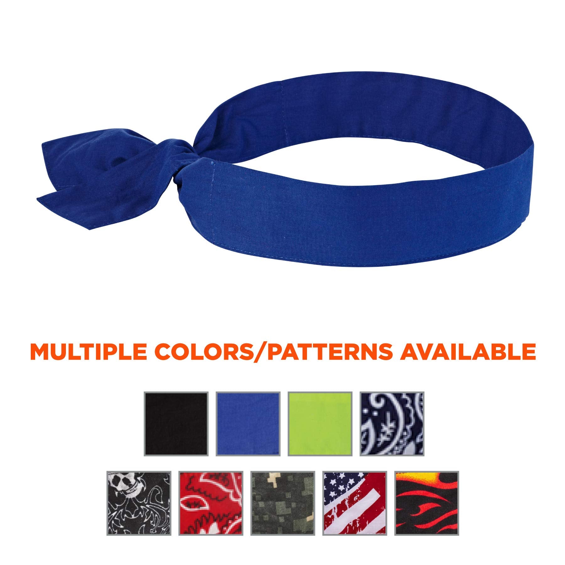 Ergodyne Chill Its 6700 Cooling Bandana, Evaporative Polymer Crystals For Cooling Relief, Tie For Adjustable Fit, 6-Pack Blue