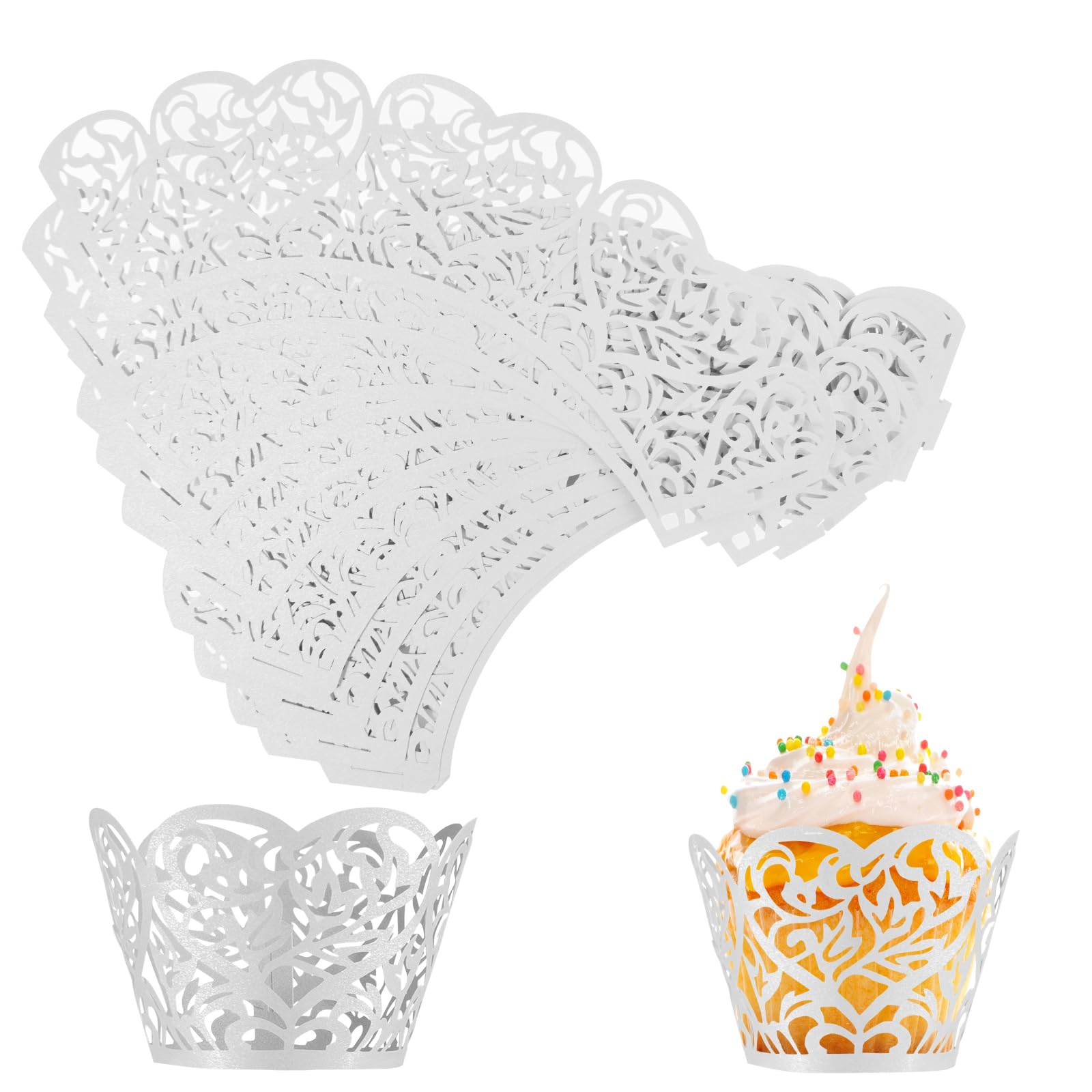 Cosmos 24 Pcs Cupcake Wrappers Cupcake Decorative Liners Cupcake Lace Holders Baking Cake Paper Cover Cups Muffins Cake Tray Cup