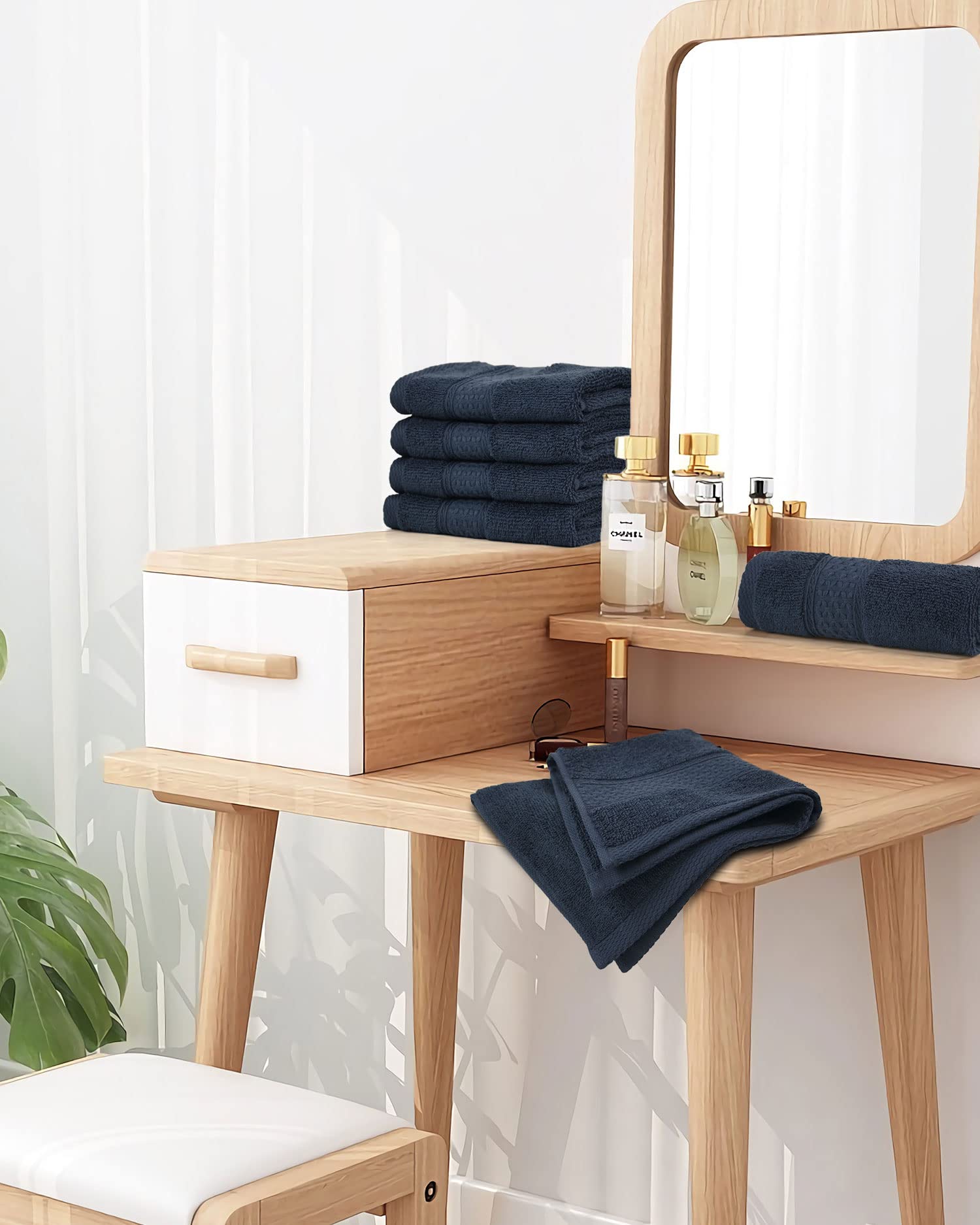 Cleanbear Washcloths 12 Pack Wash Cloths 100% Cotton Soft Bathroom Washcloth Set (Dark-Grey)