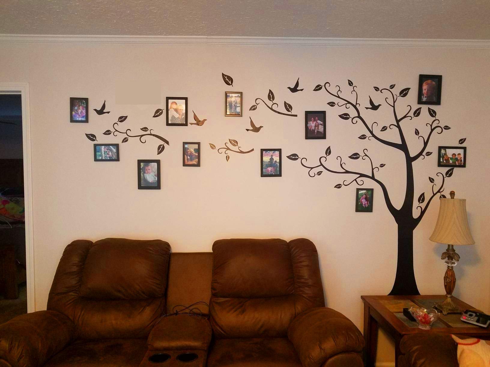 zhiyu&art Decor Large Family Tree Wall Decor, Black Vinyl Photo Frame Sticker for Living Room