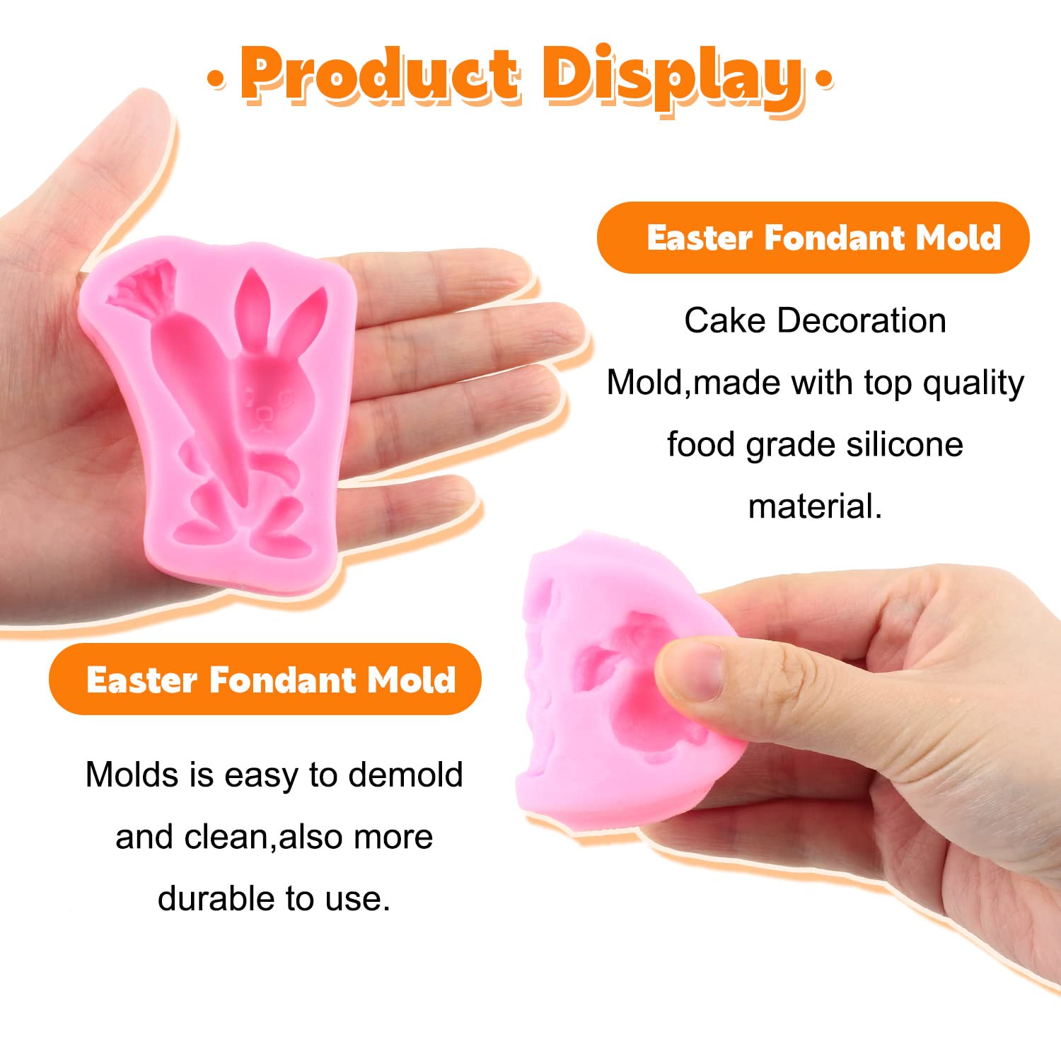 Rfghac Bunny Rabbit Fondant Mold Easter Carrot Silicone Molds For Cake Decorating Cupcake Topper Candy Chocolate Gum Paste Polym