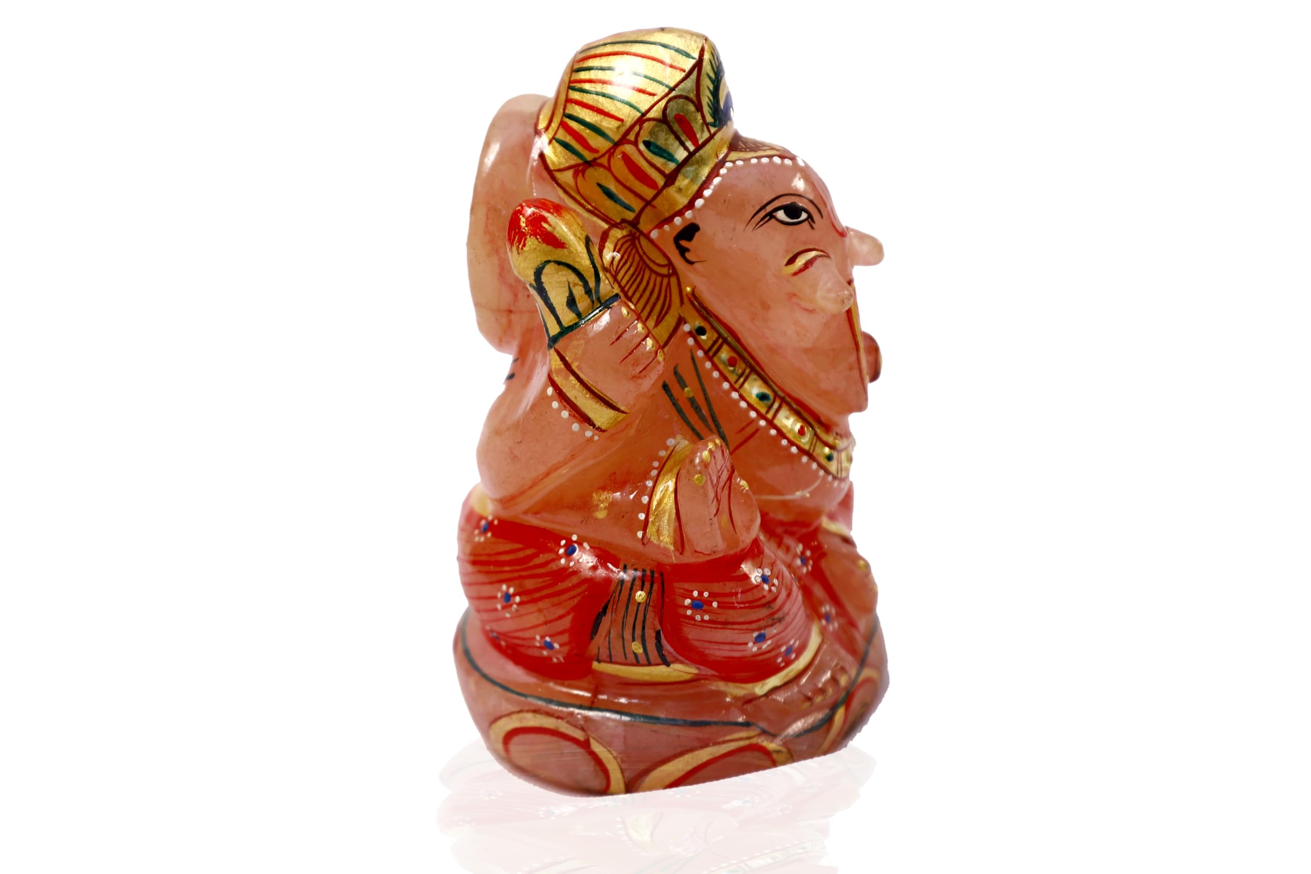Ayra Luxe Certified Natural Rose Quartz Lord Ganesh Idol