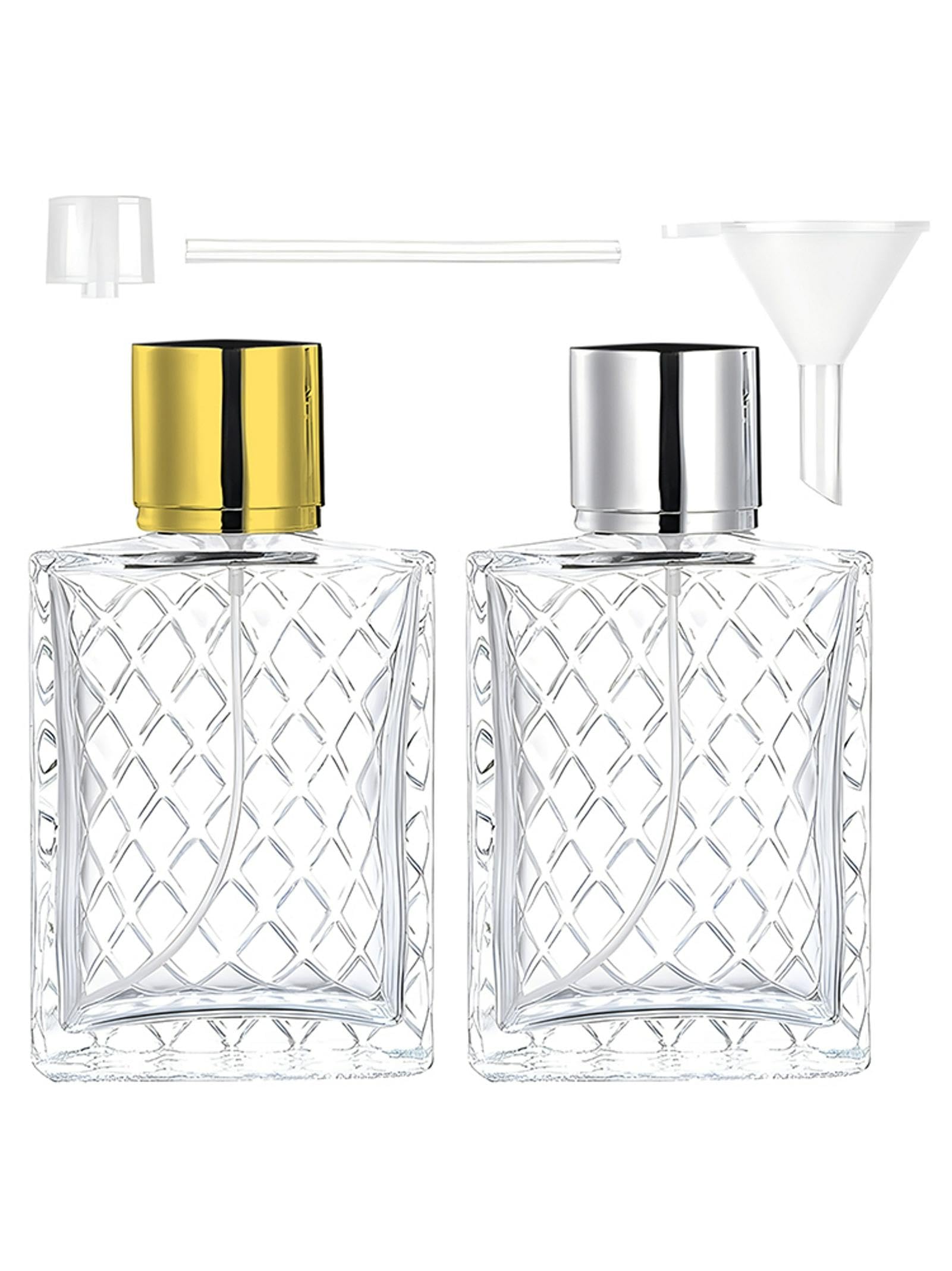 Tookie 2Pcs 100Ml Empty Glass Perfume Atomiser, Portable Clear Spray Bottle, Refillable Fine Mist Cosmetic Container With Fillin