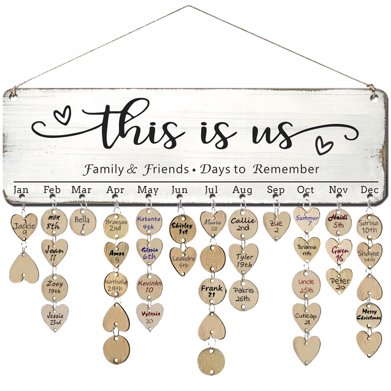 Grandma Mother Best Christmas Gifts from Son in Law, Family Birthday Tracker Calendar Board Wall Hanging to Reminder Important D