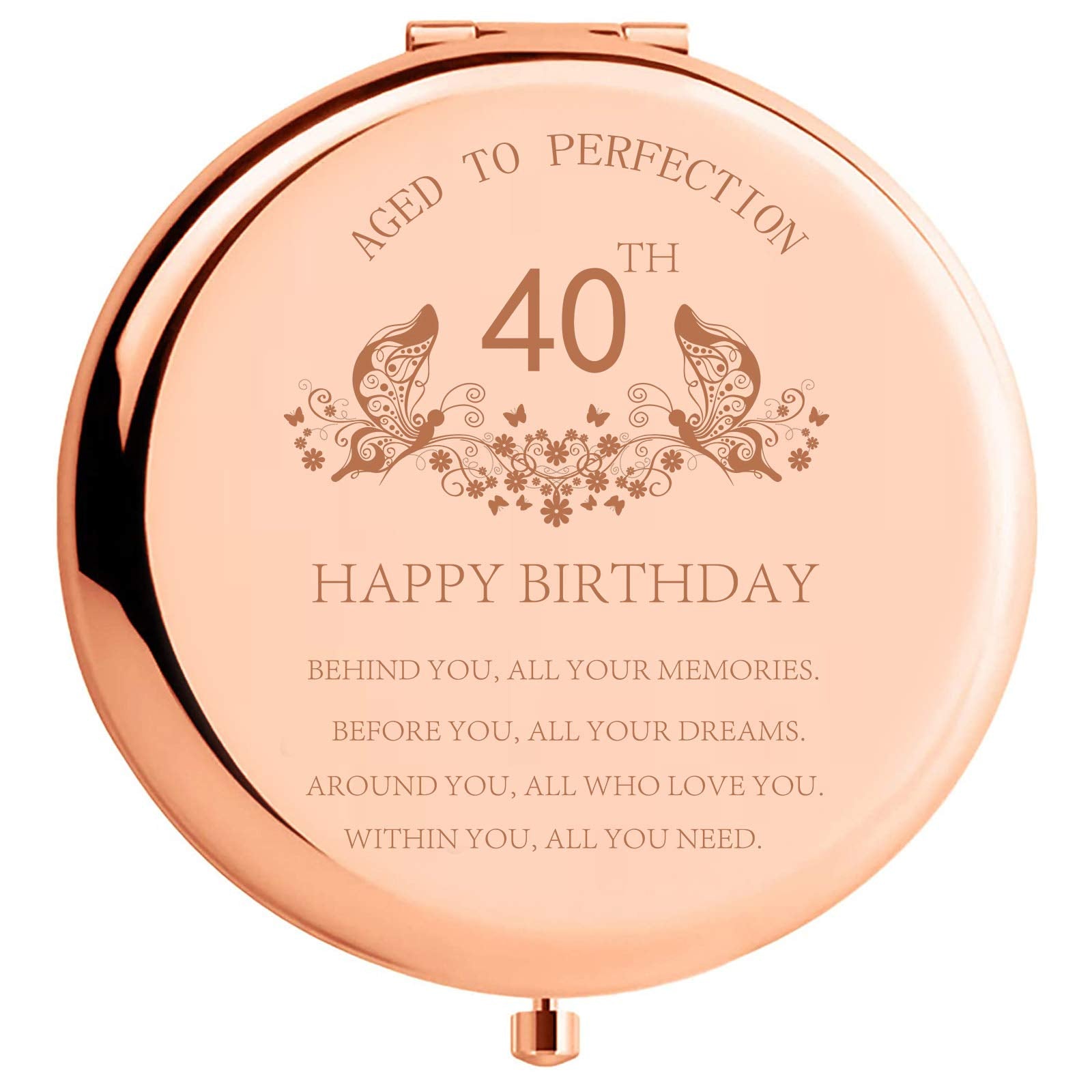Sfhmtl 40Th Birthday Gift For Mom Stainless Steel Portable Compact Makeup Mirror Behind You All Your Memories Presents With Gift